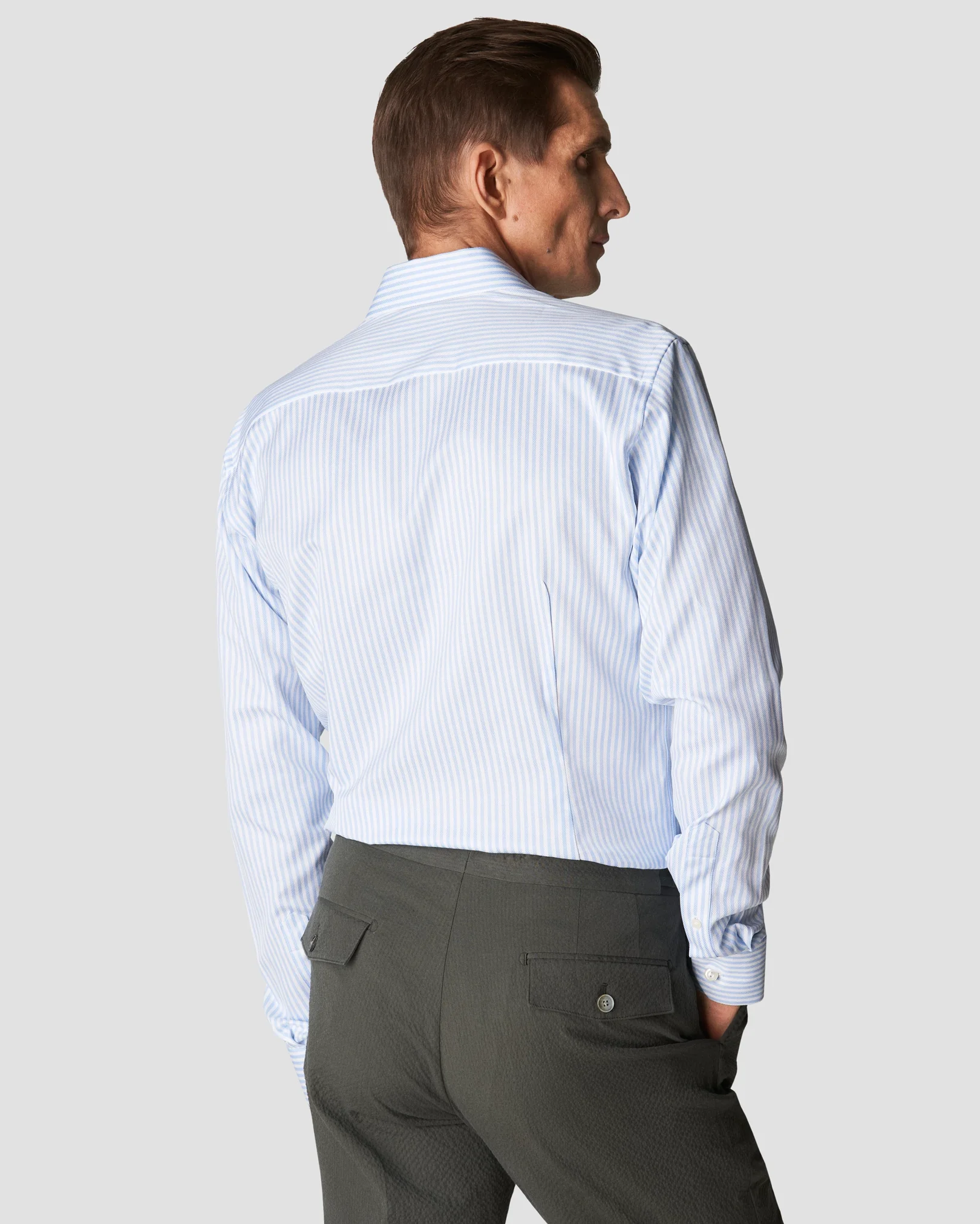 Eton - light blue signature twill classic stripes
