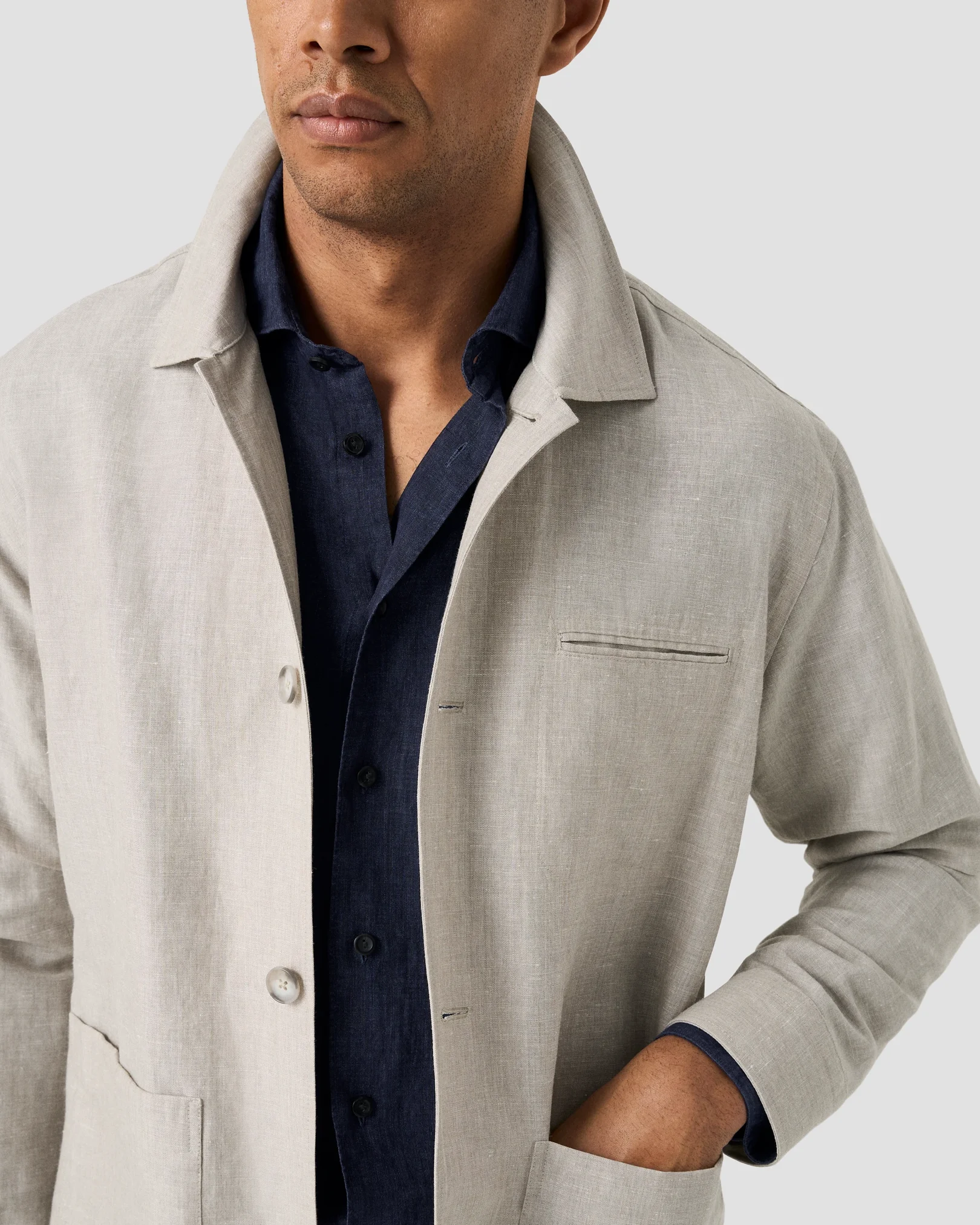 Eton - navy blue linen long sleeve