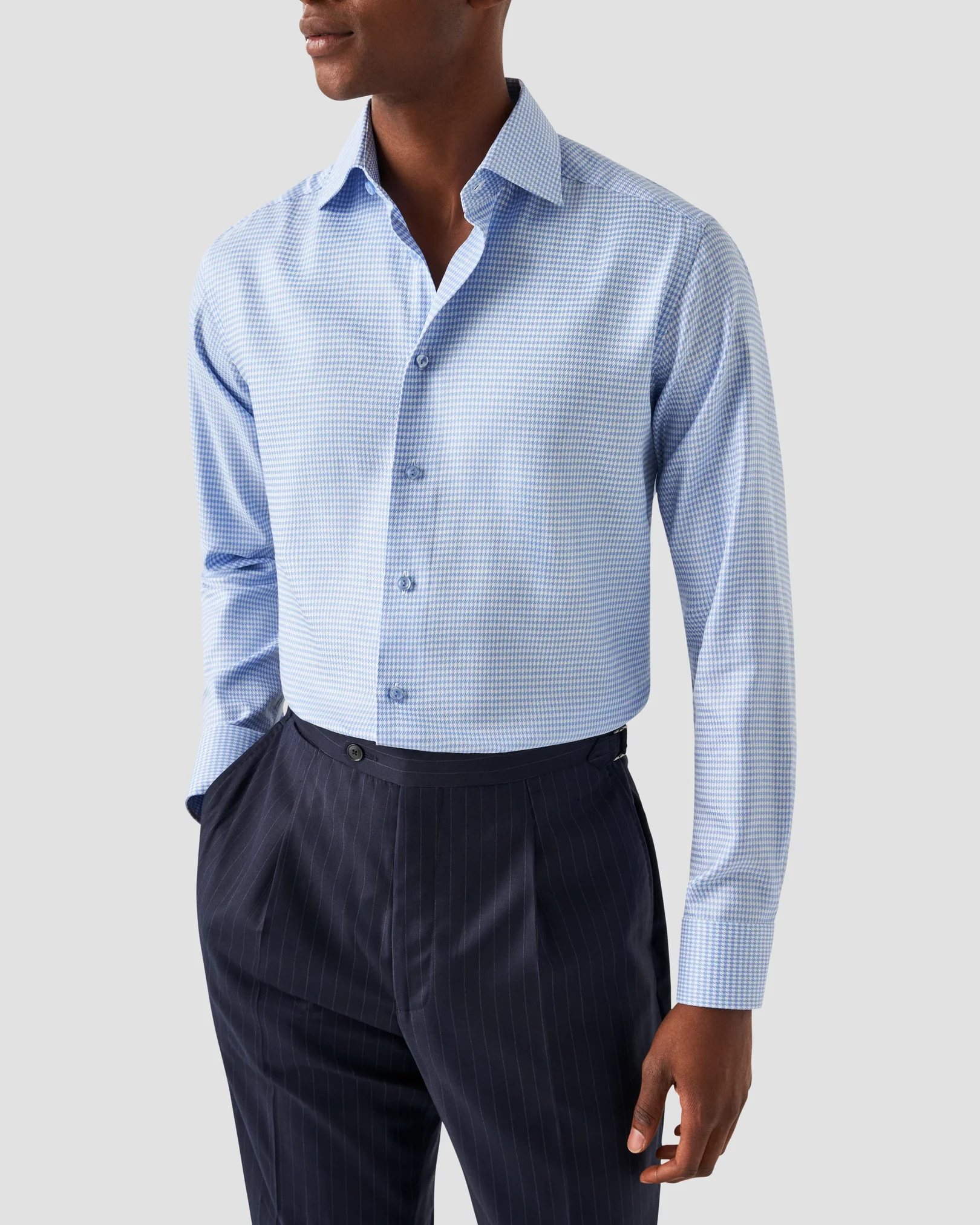 Eton - checked houndstooth signature twill