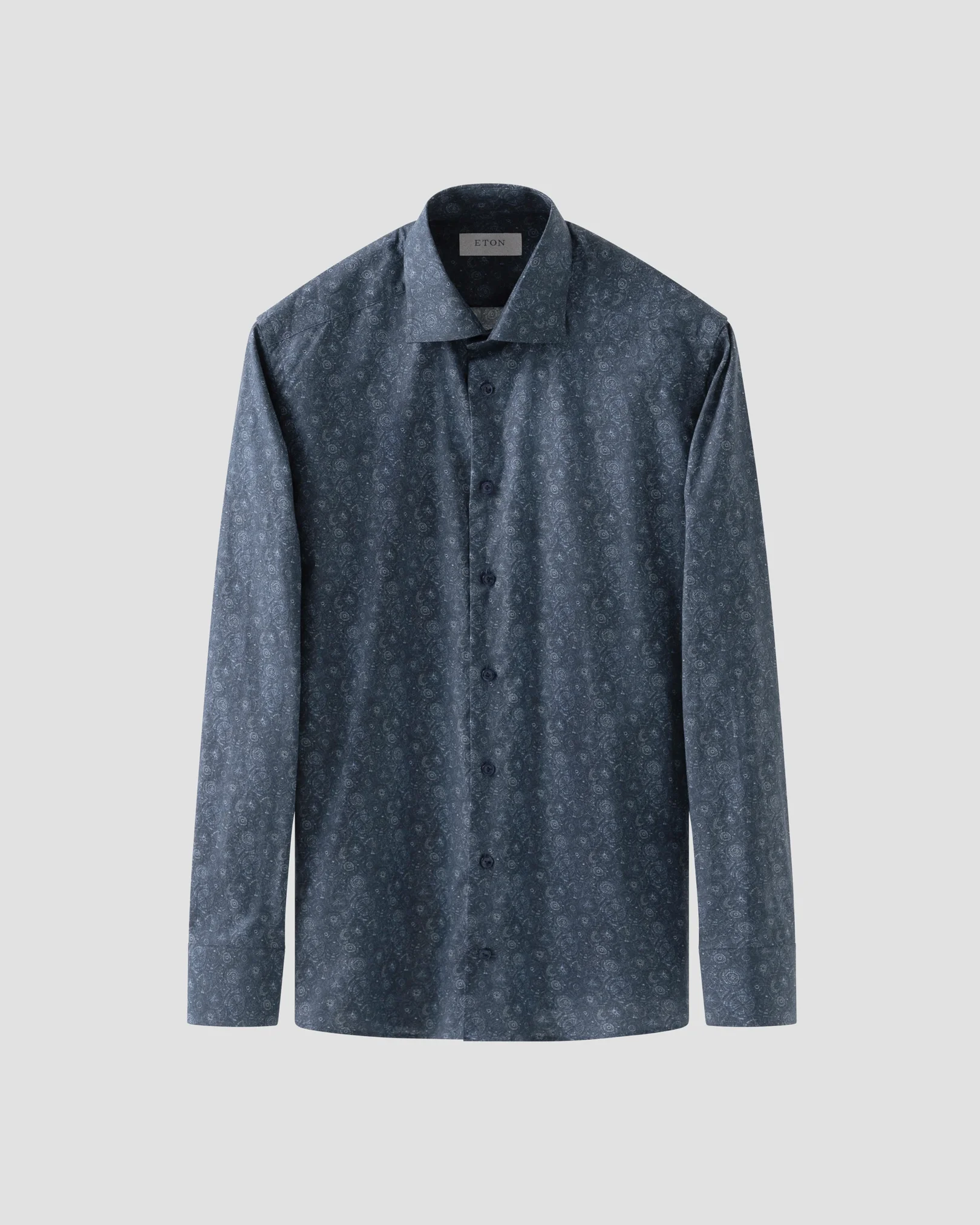 Eton - dark blue motif signature twill shirt cutaway