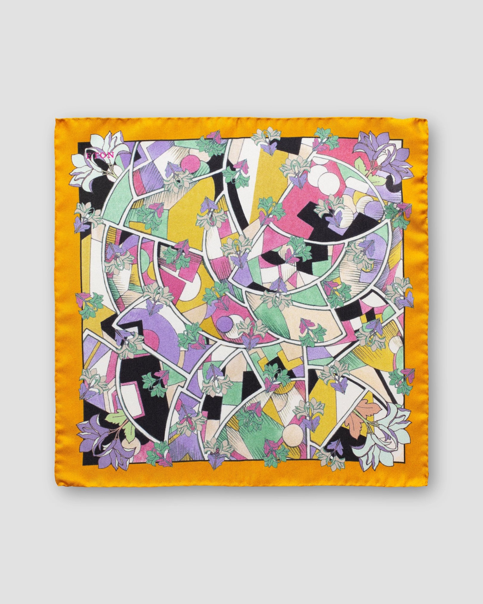 Eton - yellow art deco print pocket square