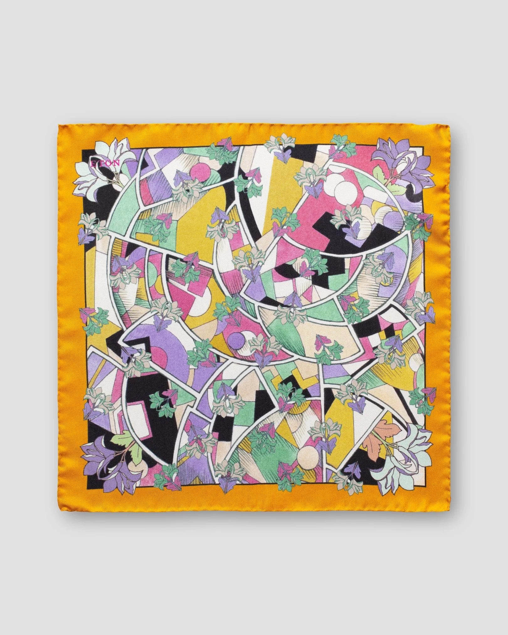 Eton - yellow art deco print pocket square