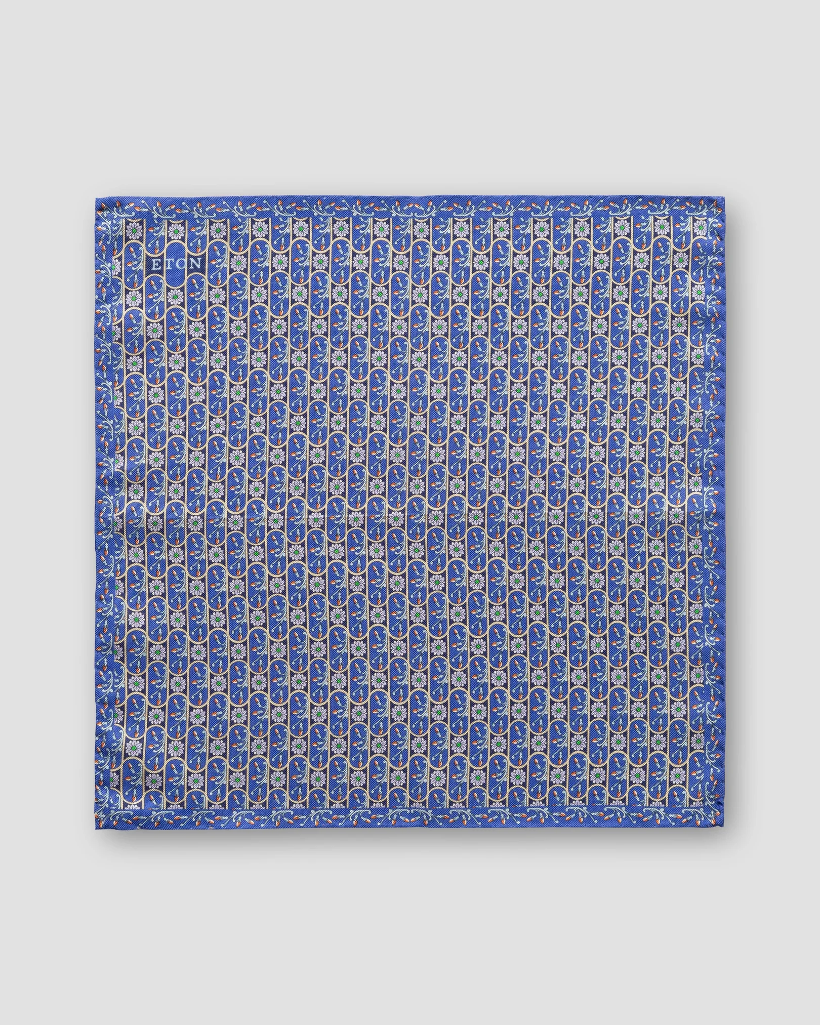 Eton - dark blue floral print silk pocket square
