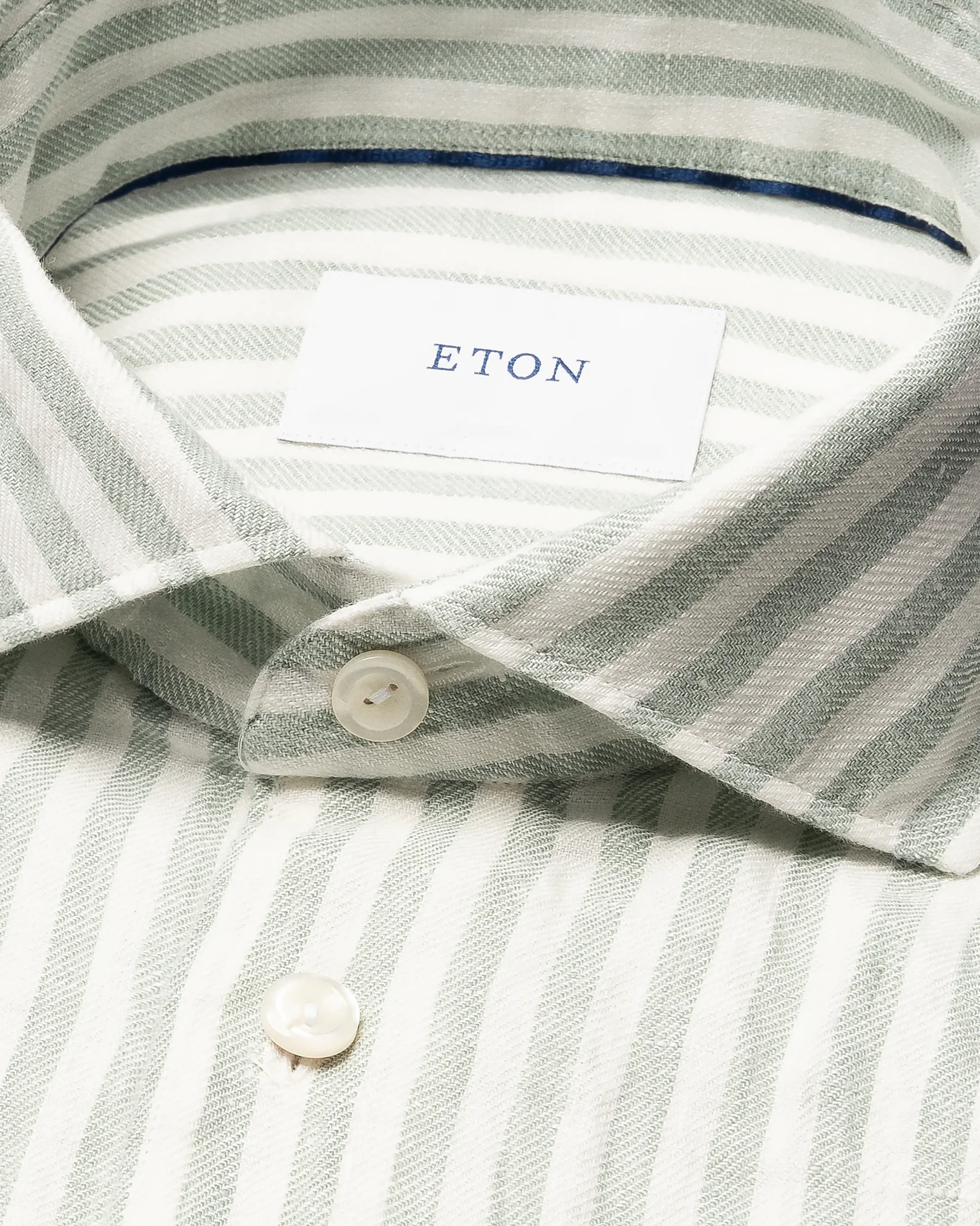Eton - mid green striped linen twill shirt