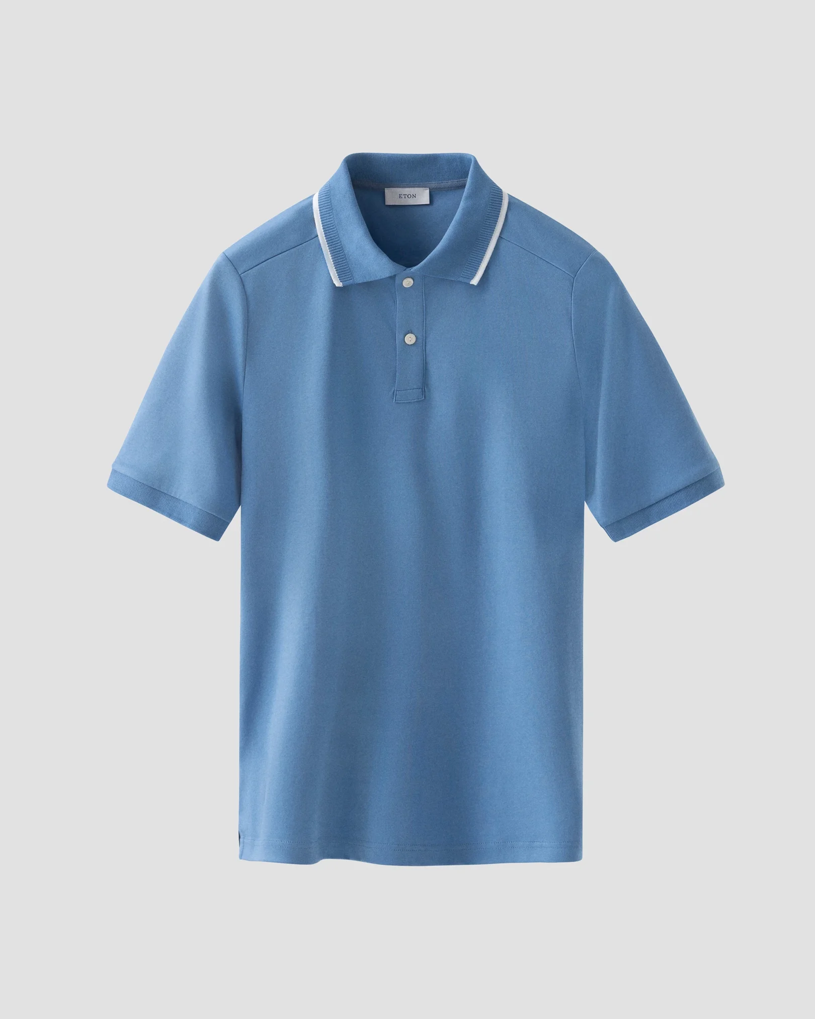 Eton - light blue cotton interlock polo shirt