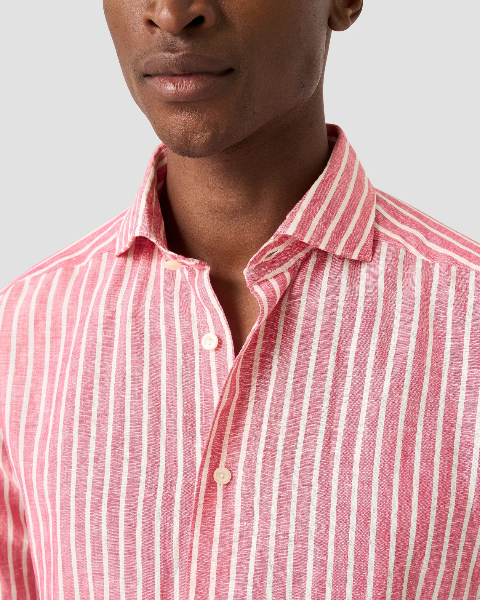 Eton - red striped linen shirt