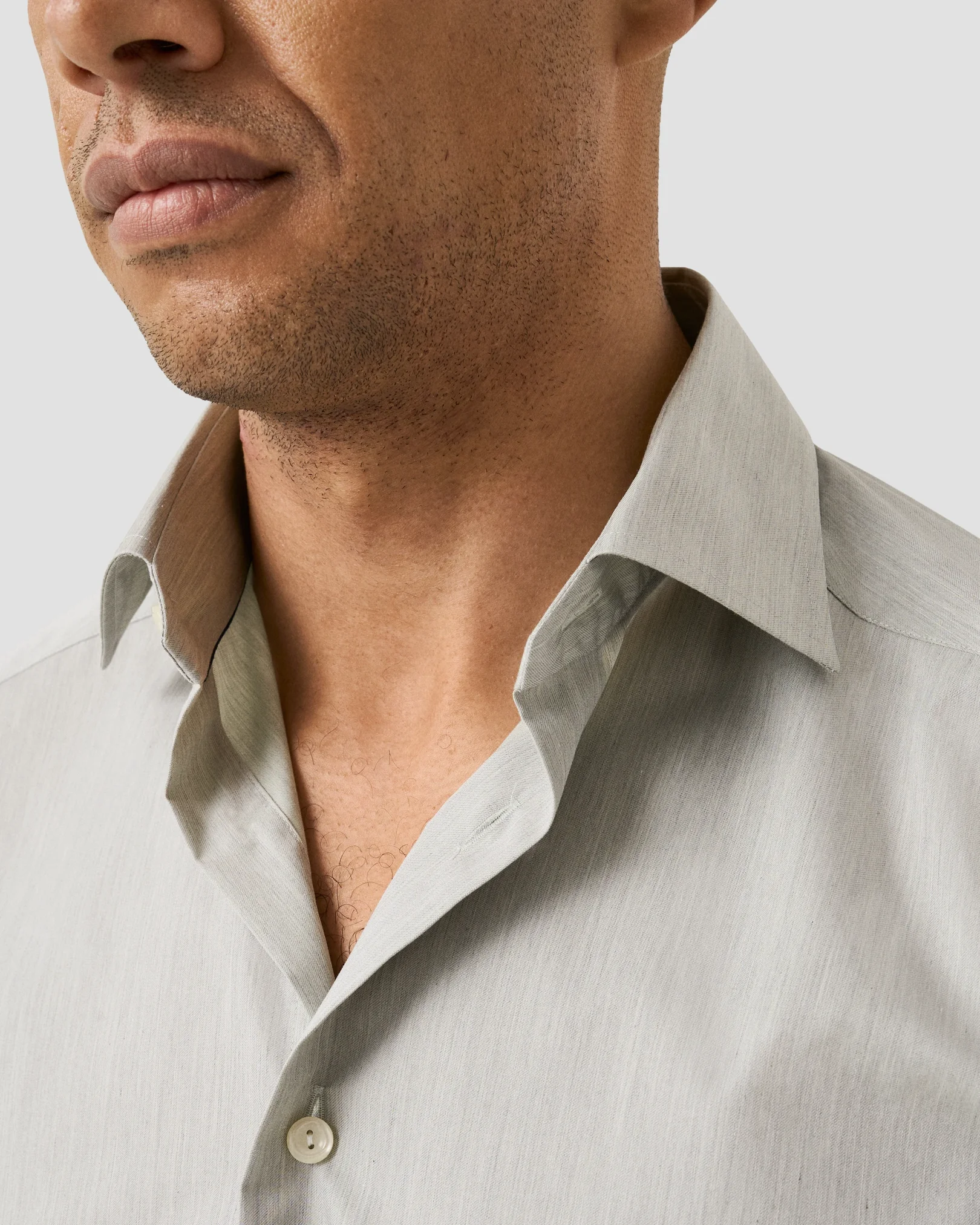 Eton - light green solid fine twill shirt