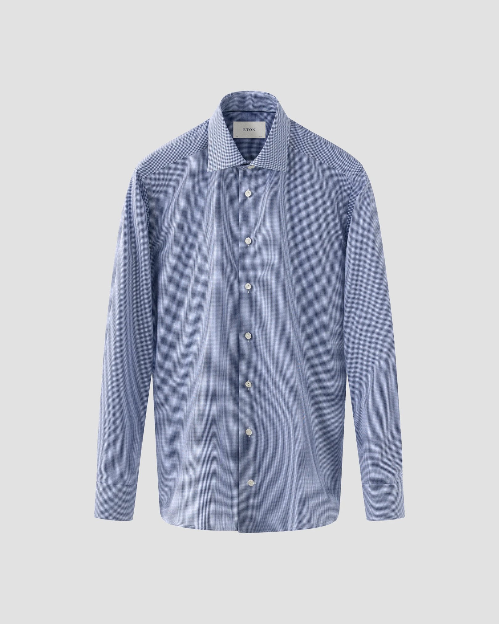 Eton - mid blue fine check signature twill shirt