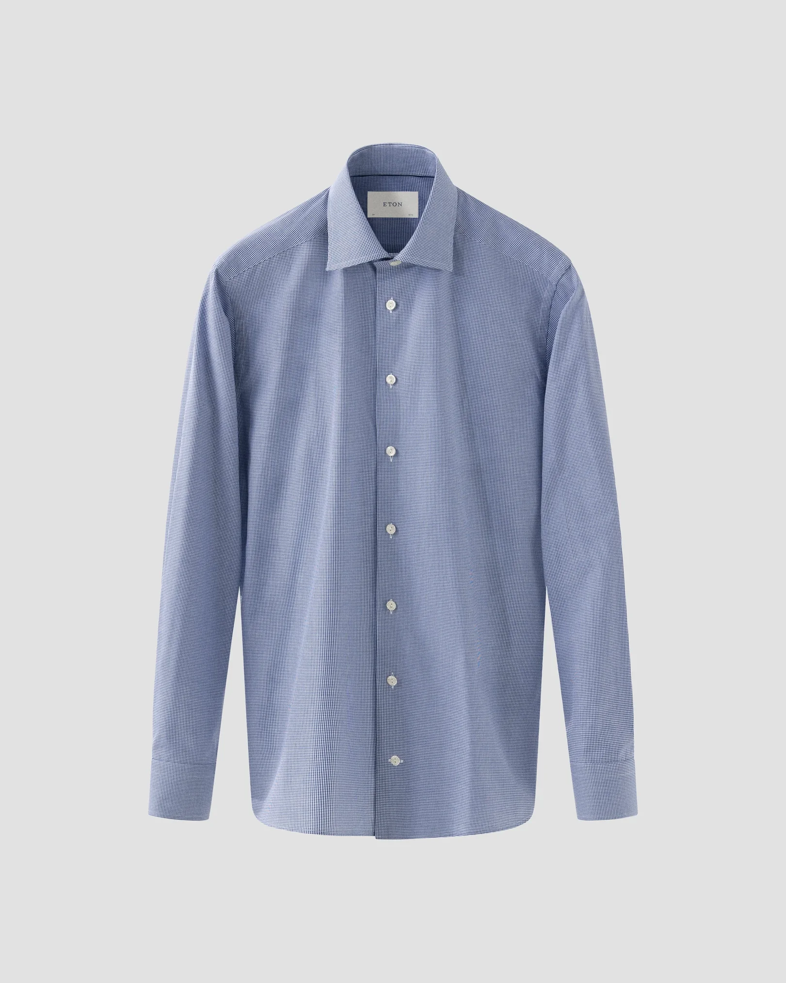 Eton - mid blue fine check signature twill shirt