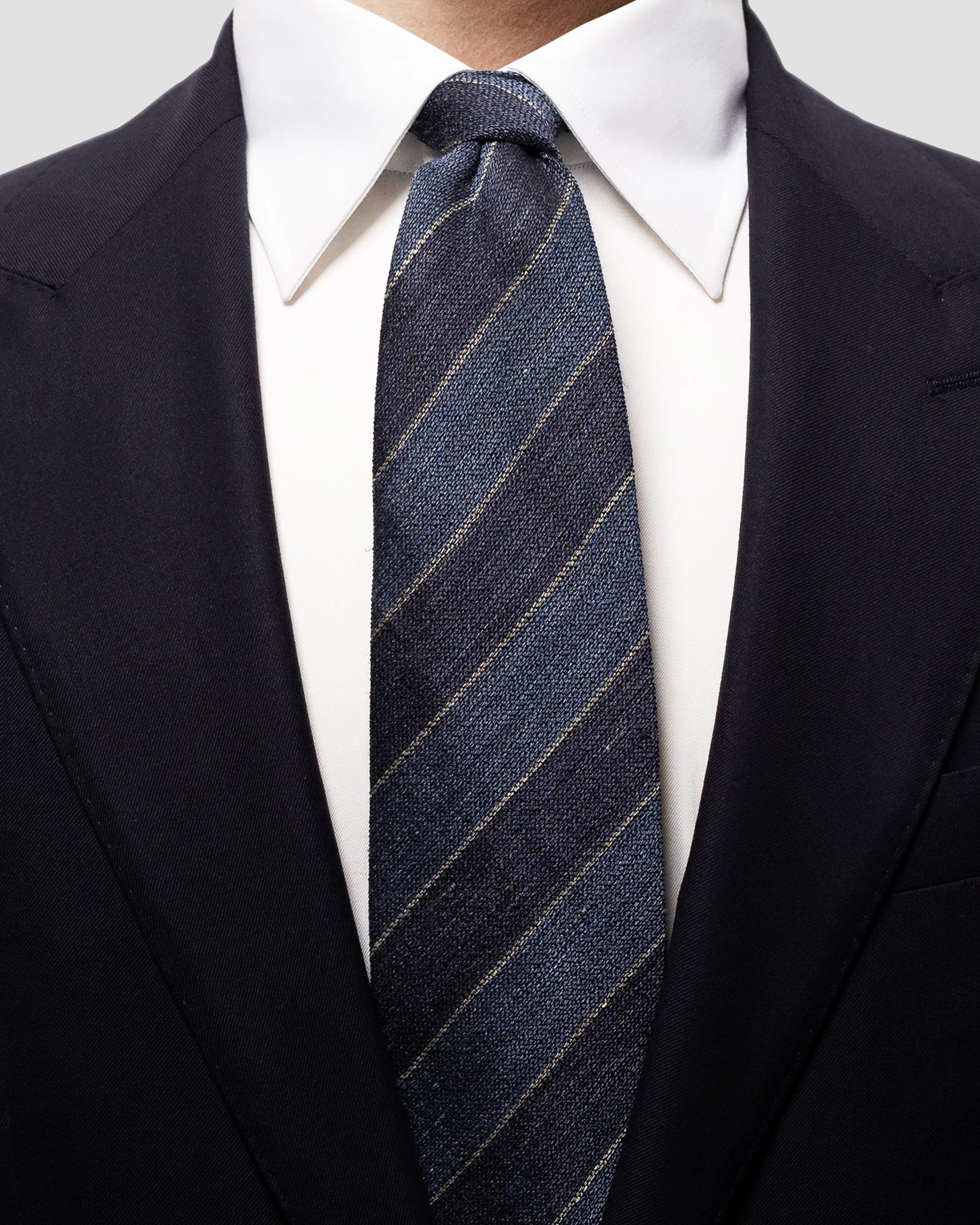 Eton - navy striped blend tie