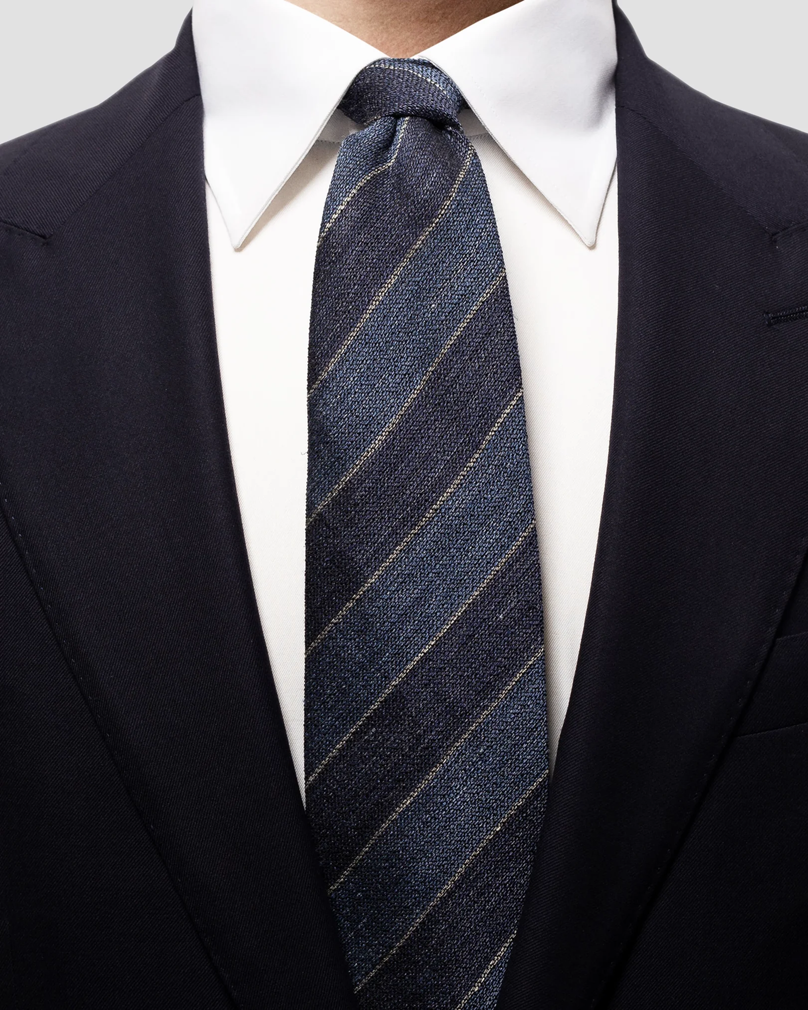 Eton - navy striped blend tie