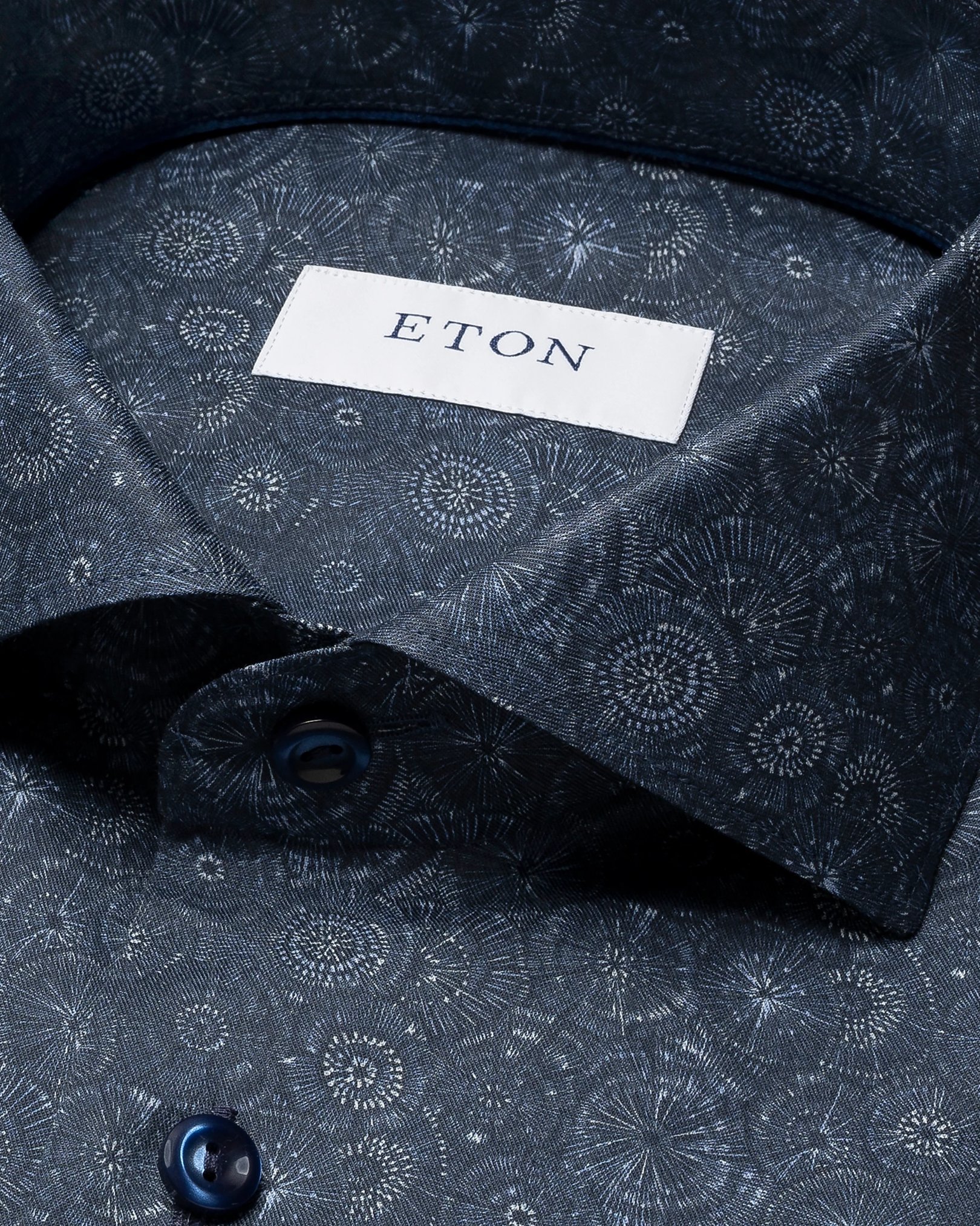 Eton - dark blue motif signature twill shirt
