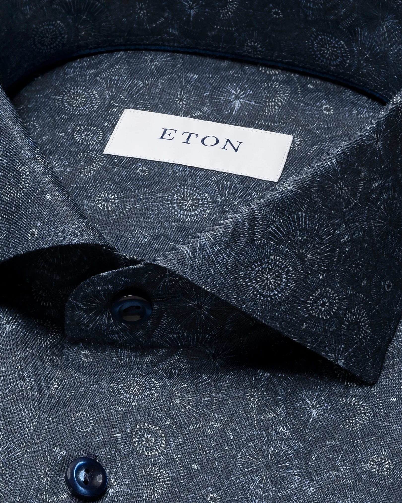 Eton - dark blue motif signature twill shirt