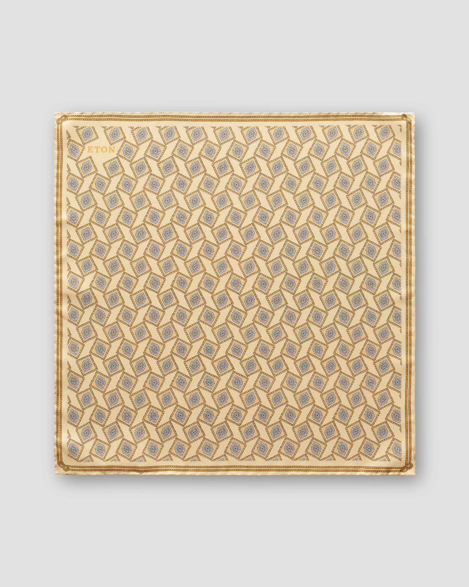 Eton - yellow geometric print silk pocket square