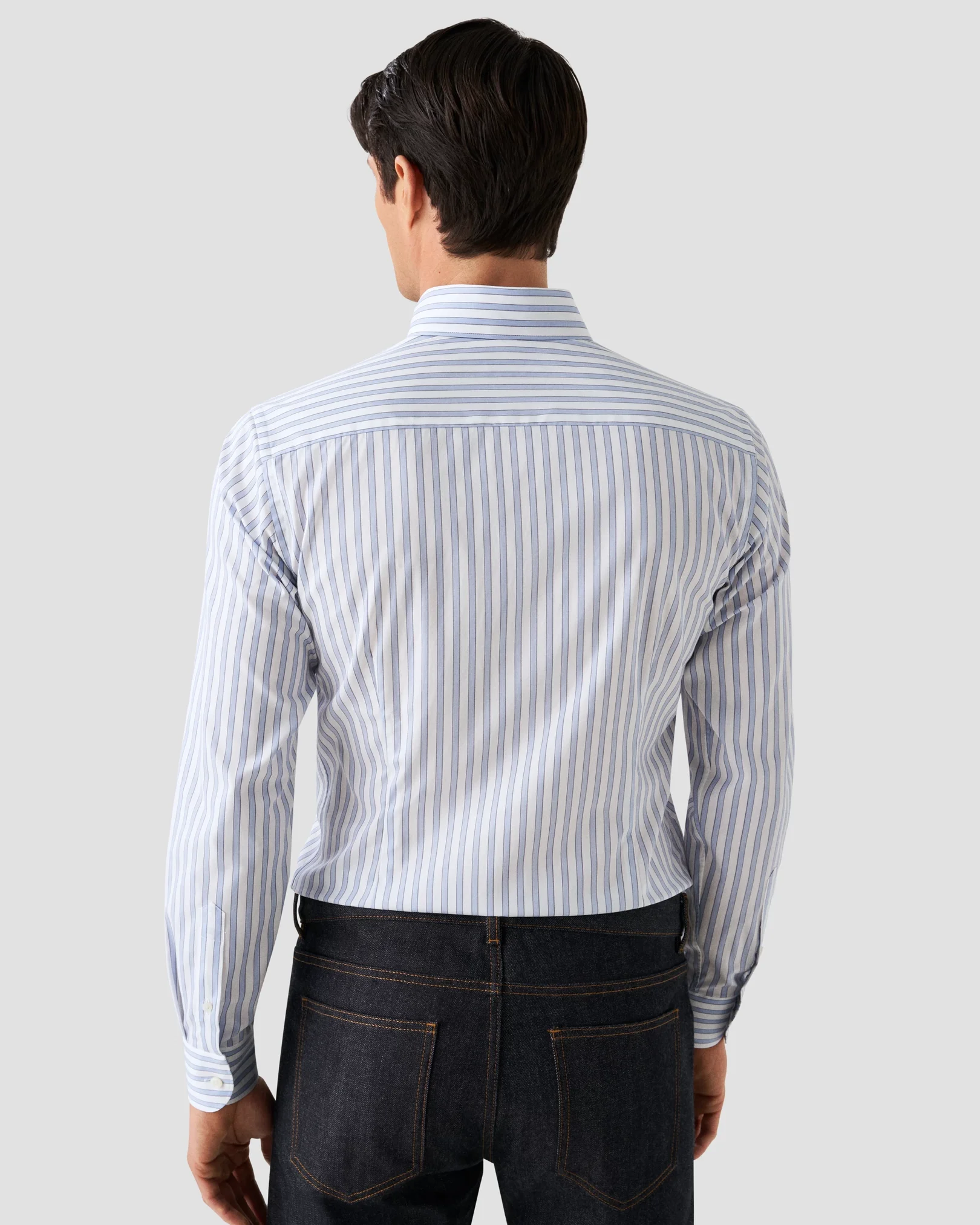 Eton - light blue fine twill archive spripe