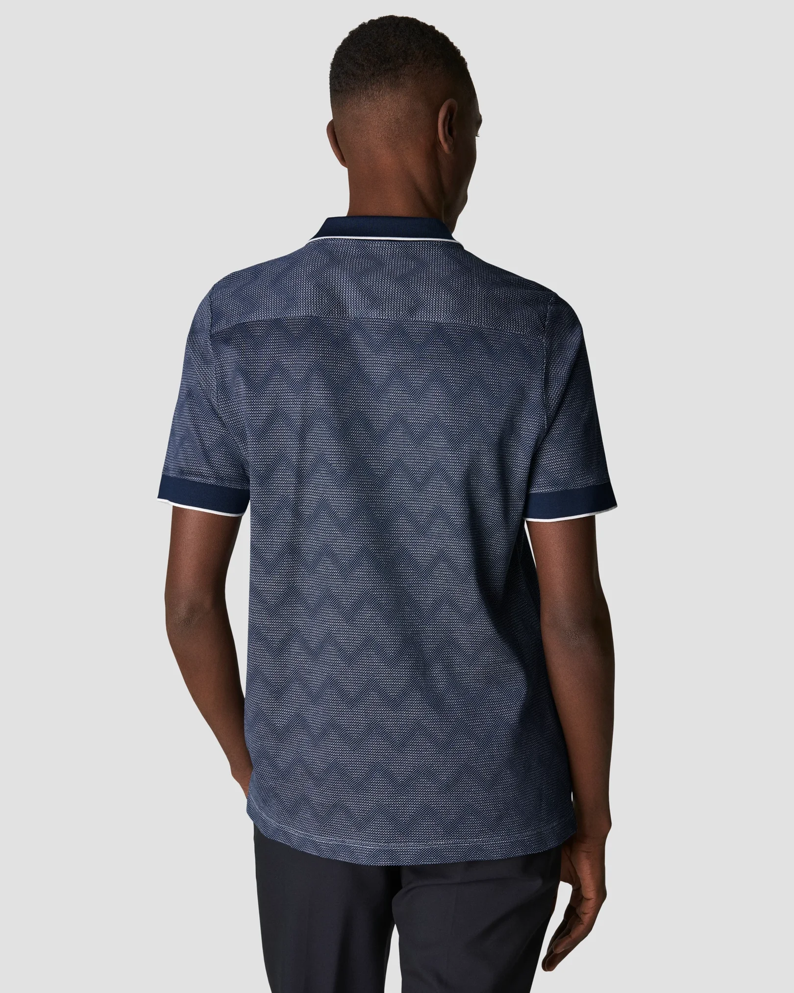 Eton - dark blue knit jacquard short sleeve