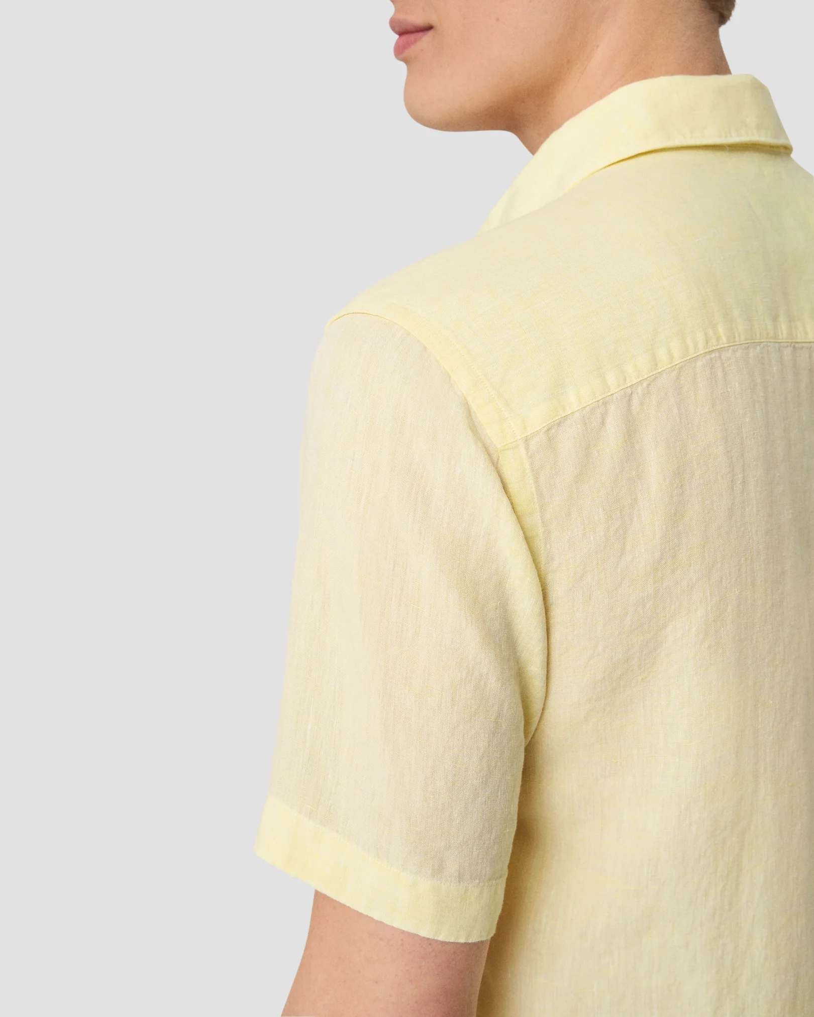 Eton - yellow solid short sleeve linen shirt