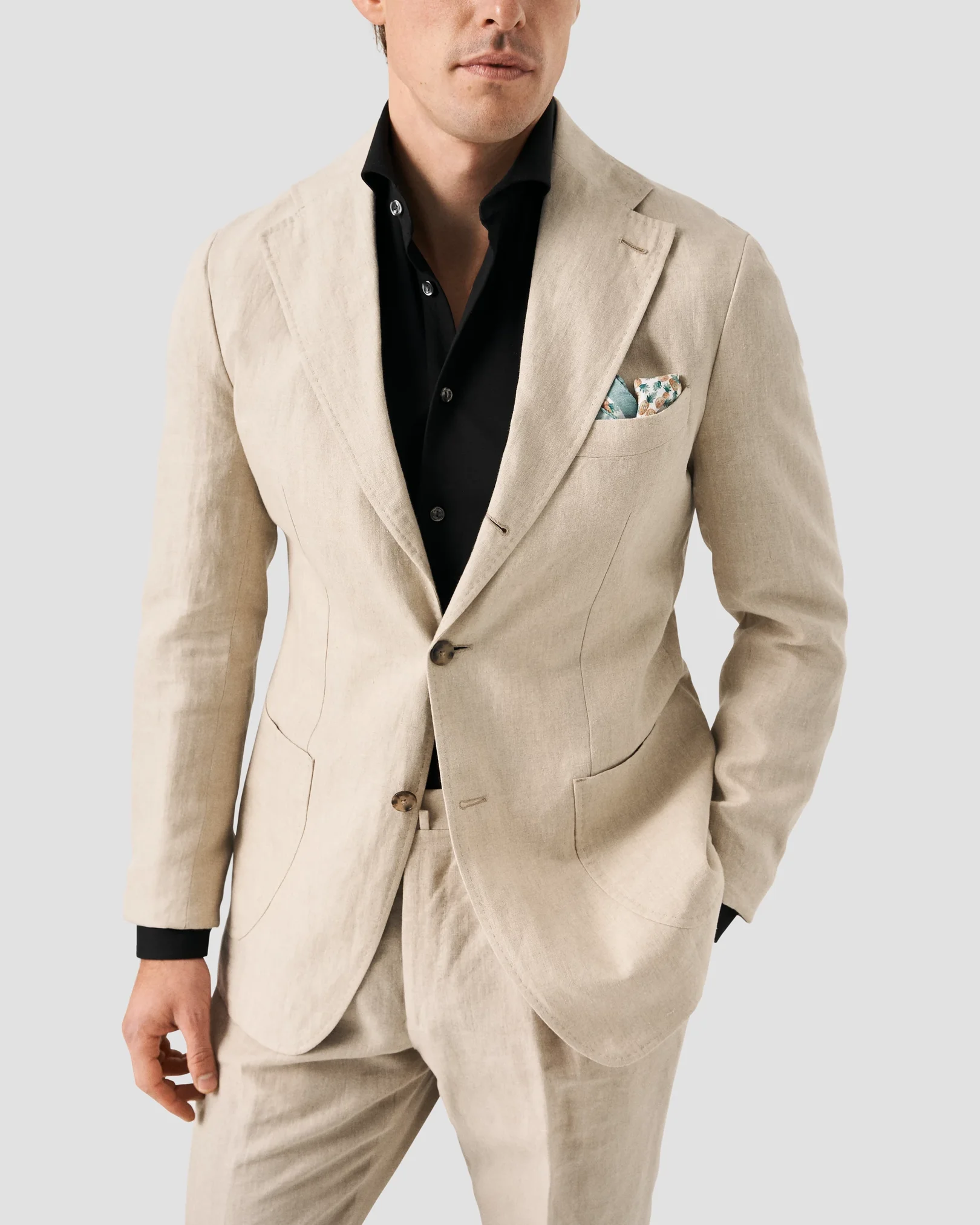 Eton - black supima cotton fourway strech