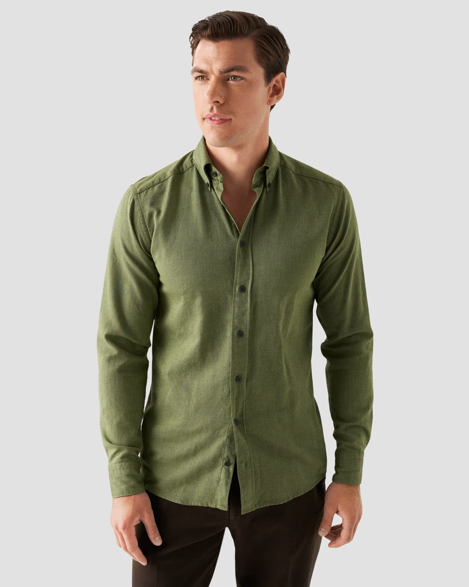 Eton - dark green twill button down