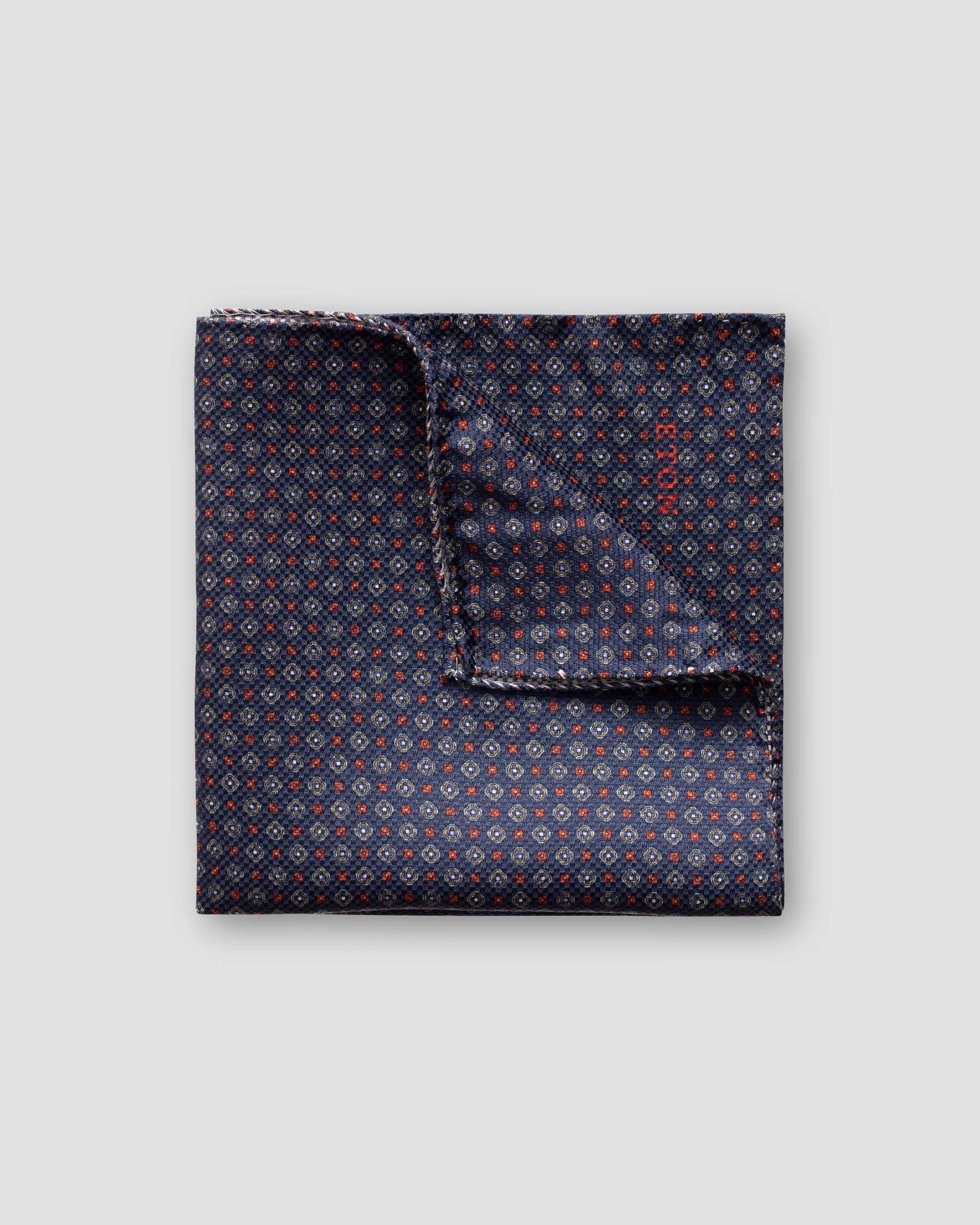 Eton - navy geometric flower pocket square