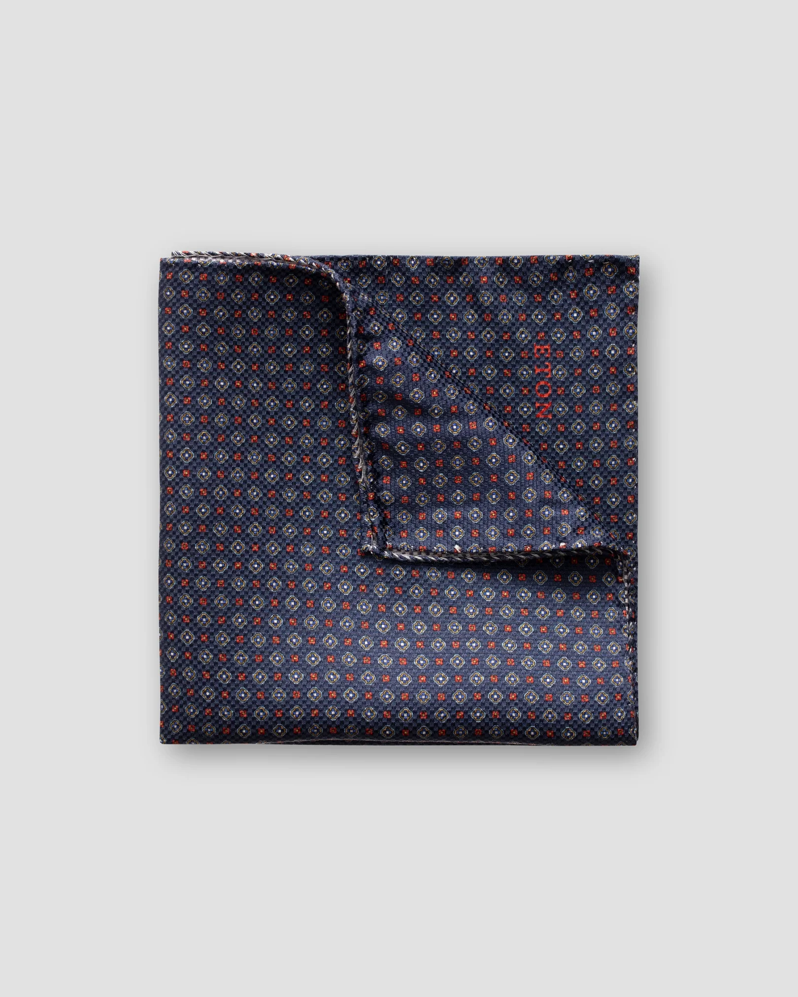Eton - navy geometric flower pocket square