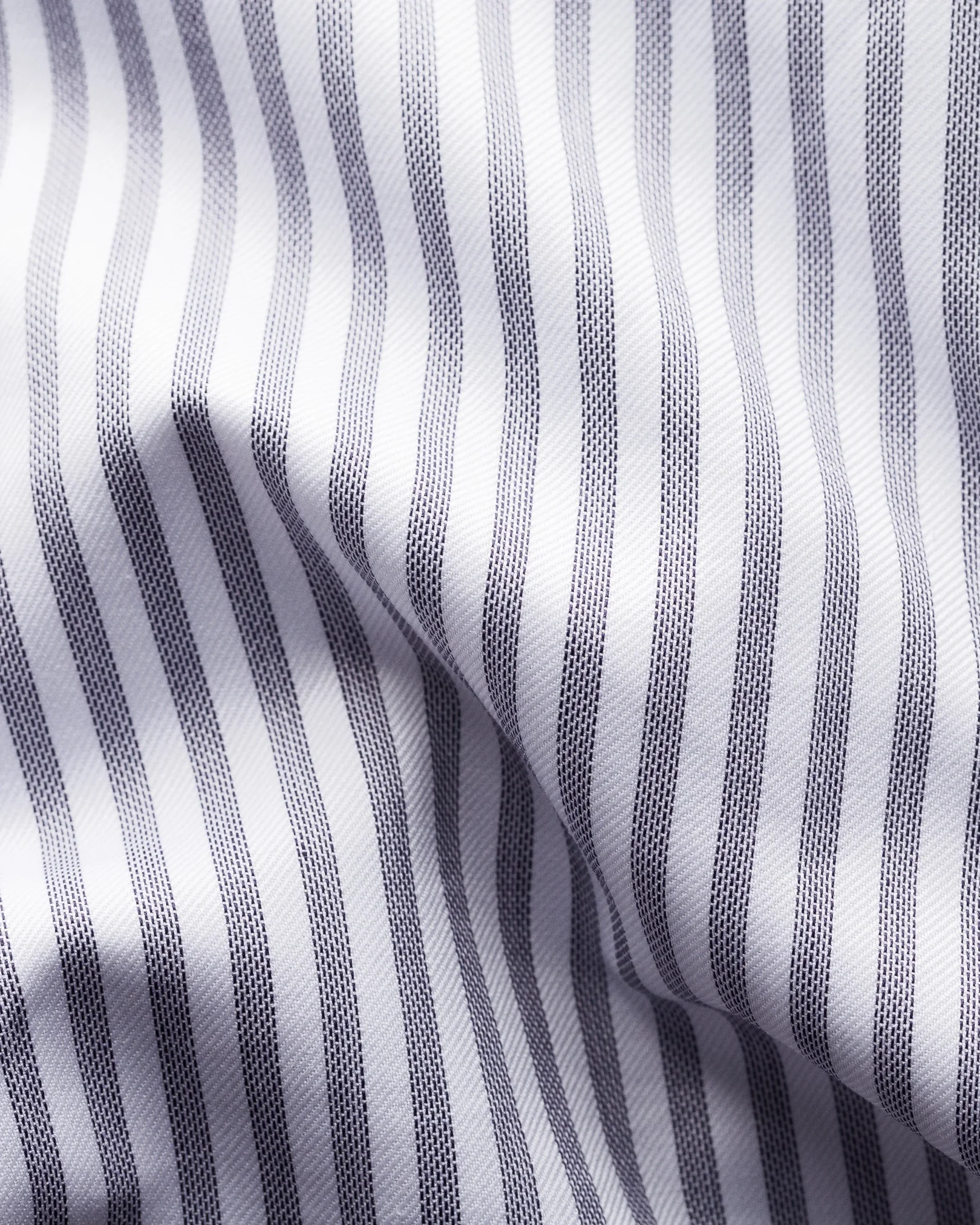 Eton - dark blue striped signature twill shirt extreme cut away