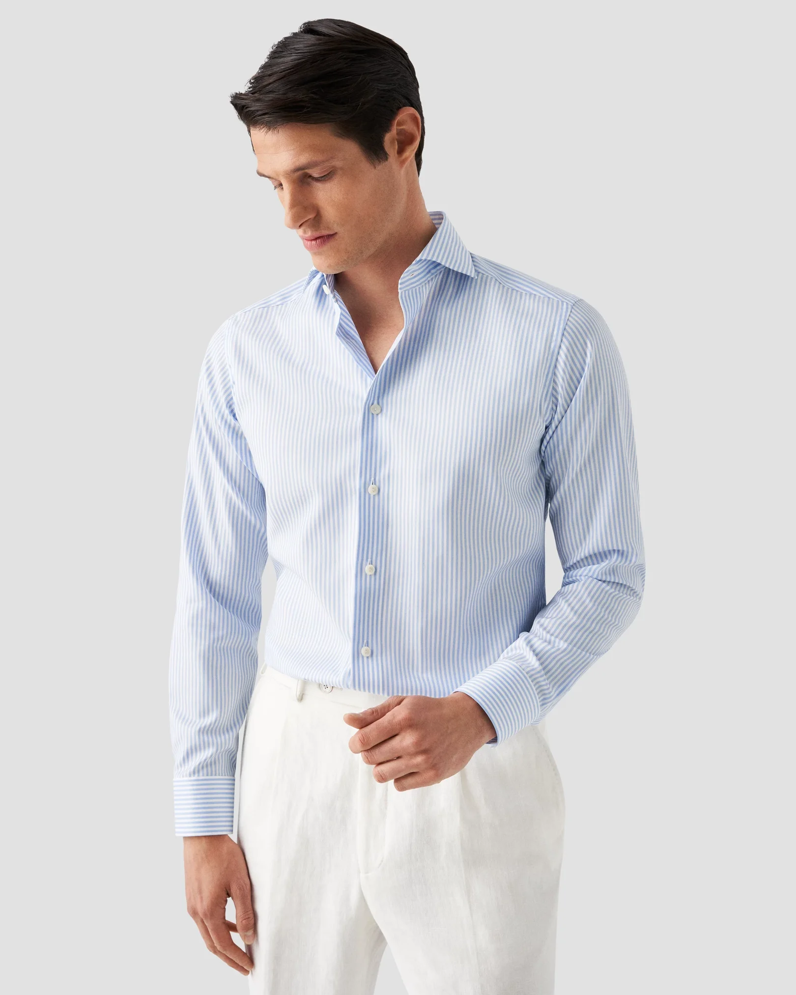 Eton - light blue signature twill archive stipe