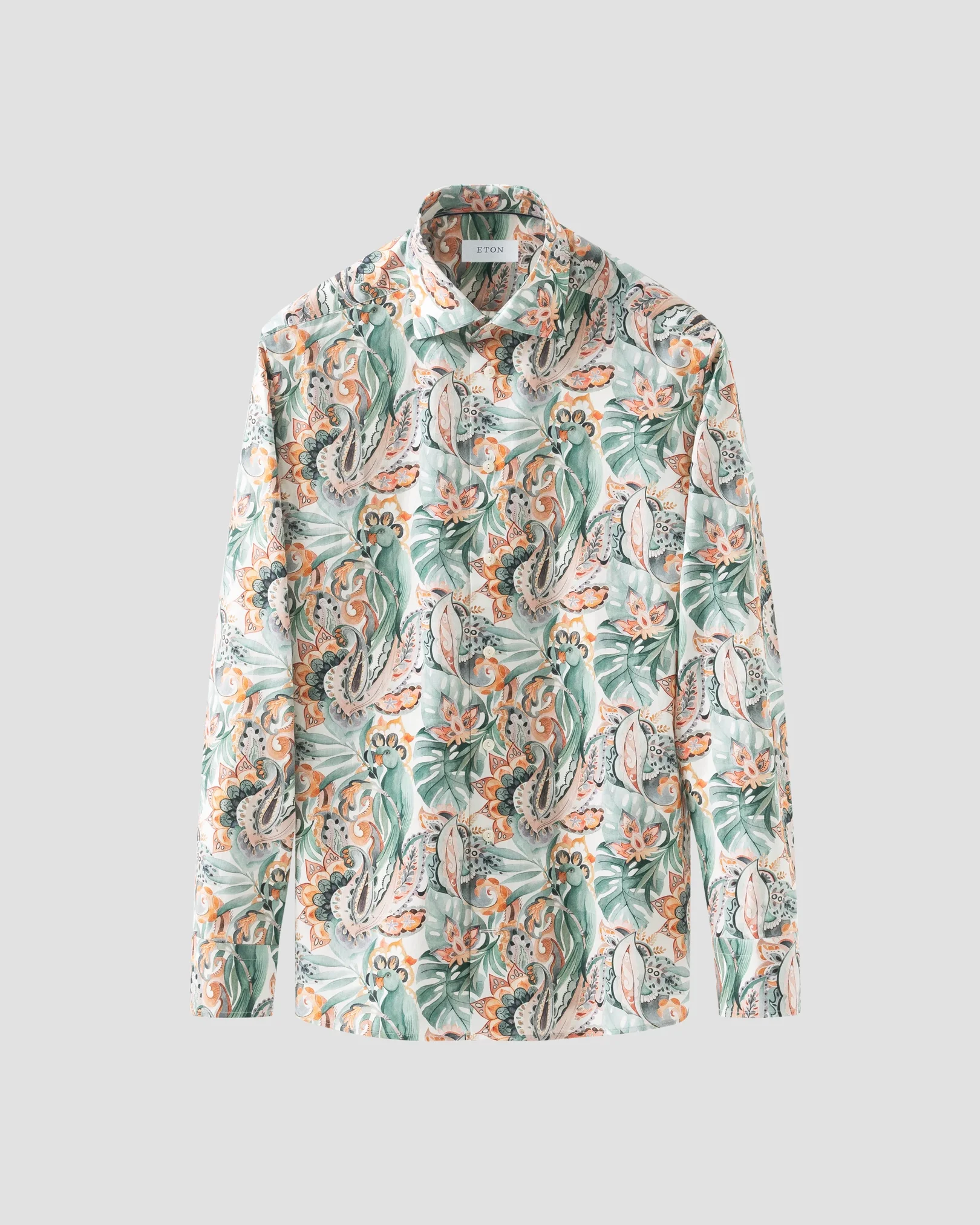 Eton - multi parrot motif signature twill shirt