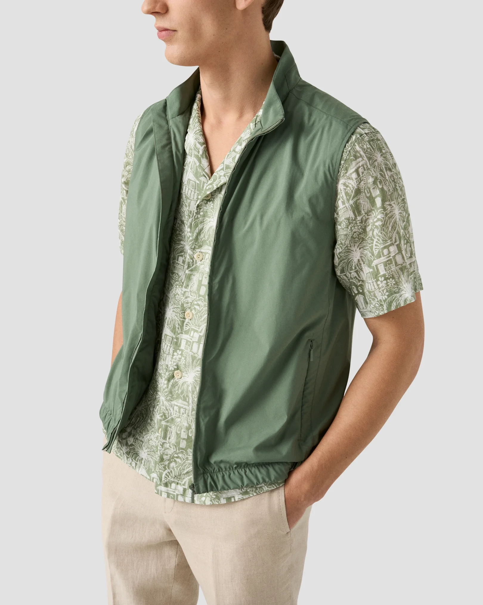 Eton - dark green gaudi garden print resort shirt