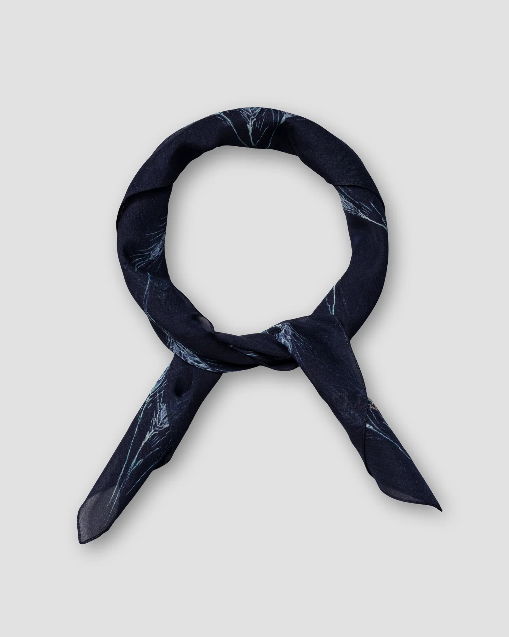 Eton - navy palm print cotton silk banadana