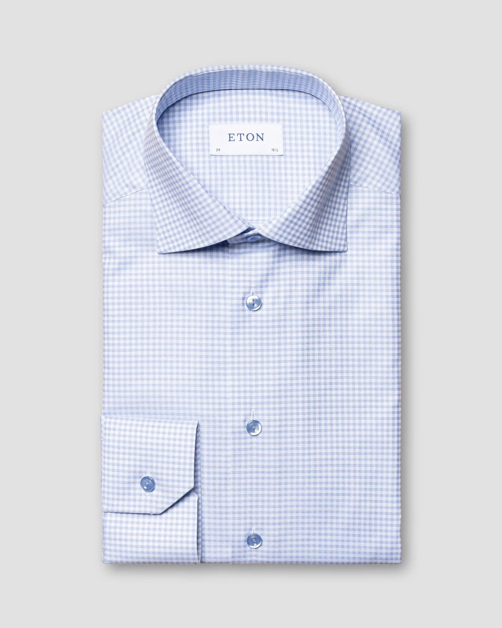 Eton - light blue cotton lyocell stretch cut away