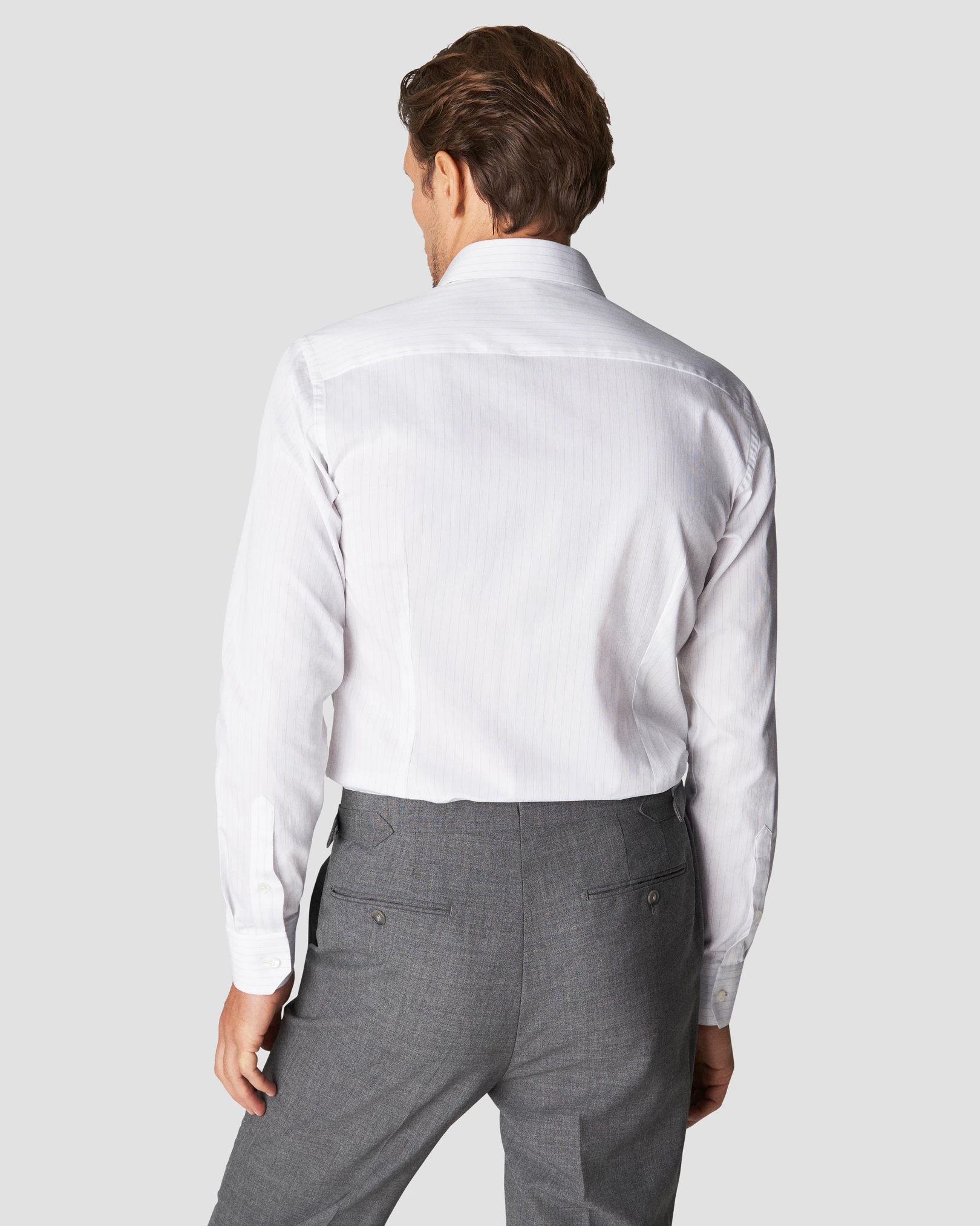 Eton - white fine twill cutaway striped