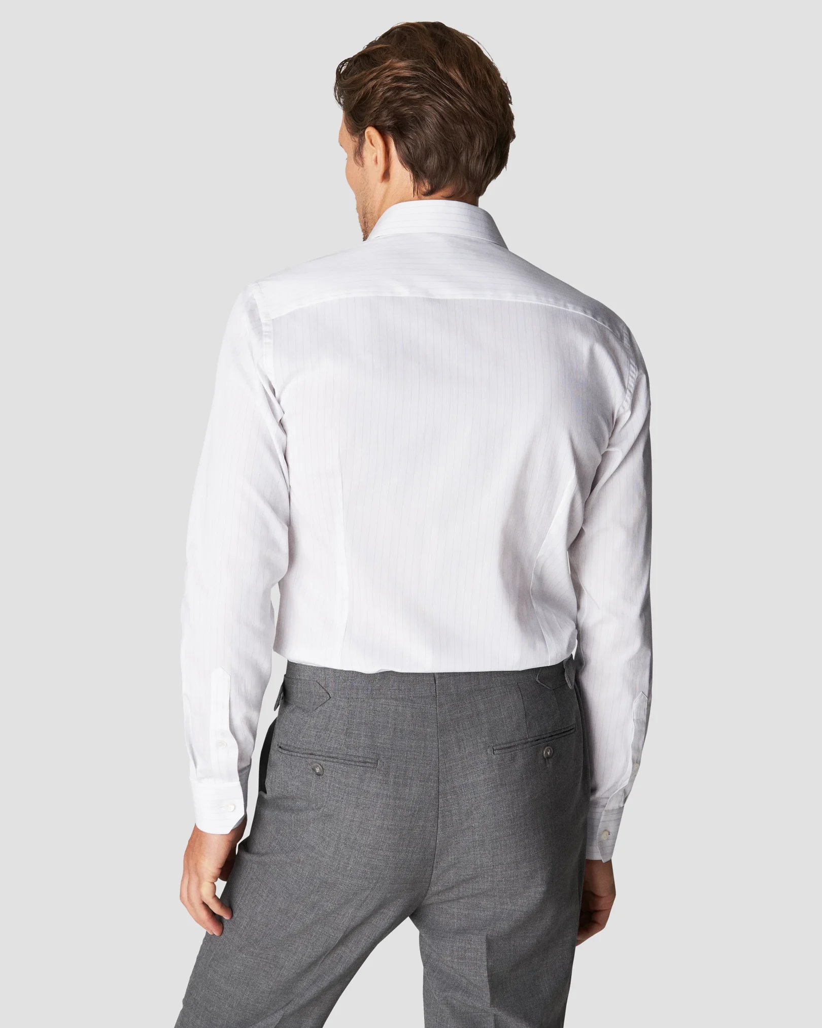 Eton - white fine twill cutaway striped