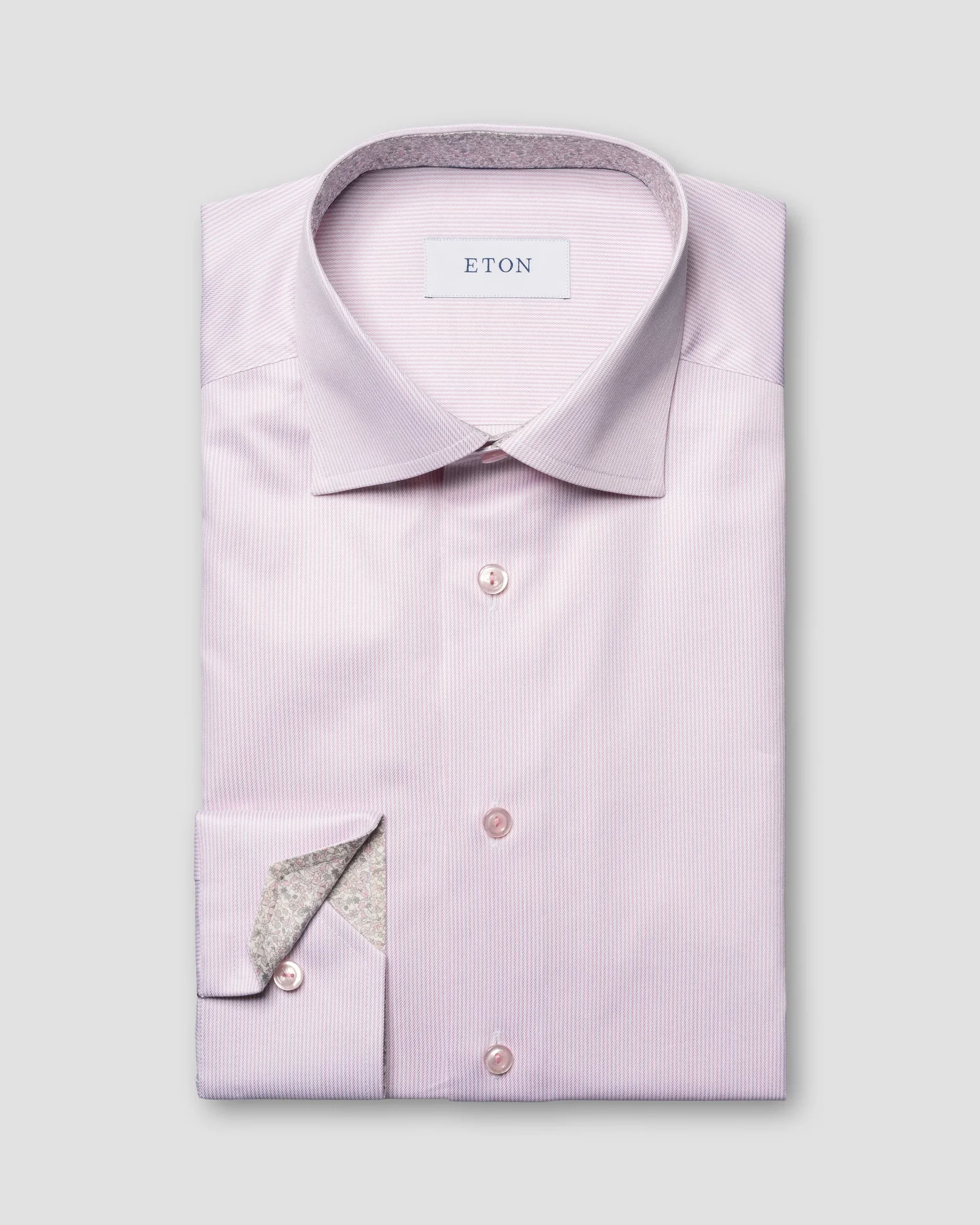 Eton - pink twill contrast shirt