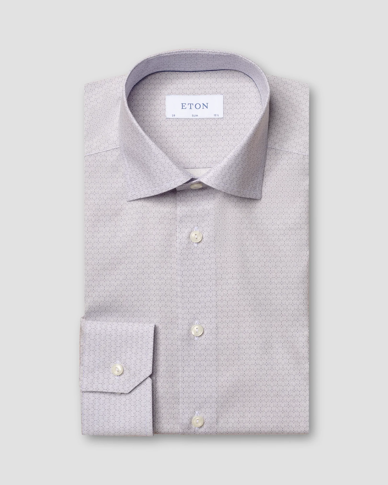 Eton - blue art deco print poplin shirt