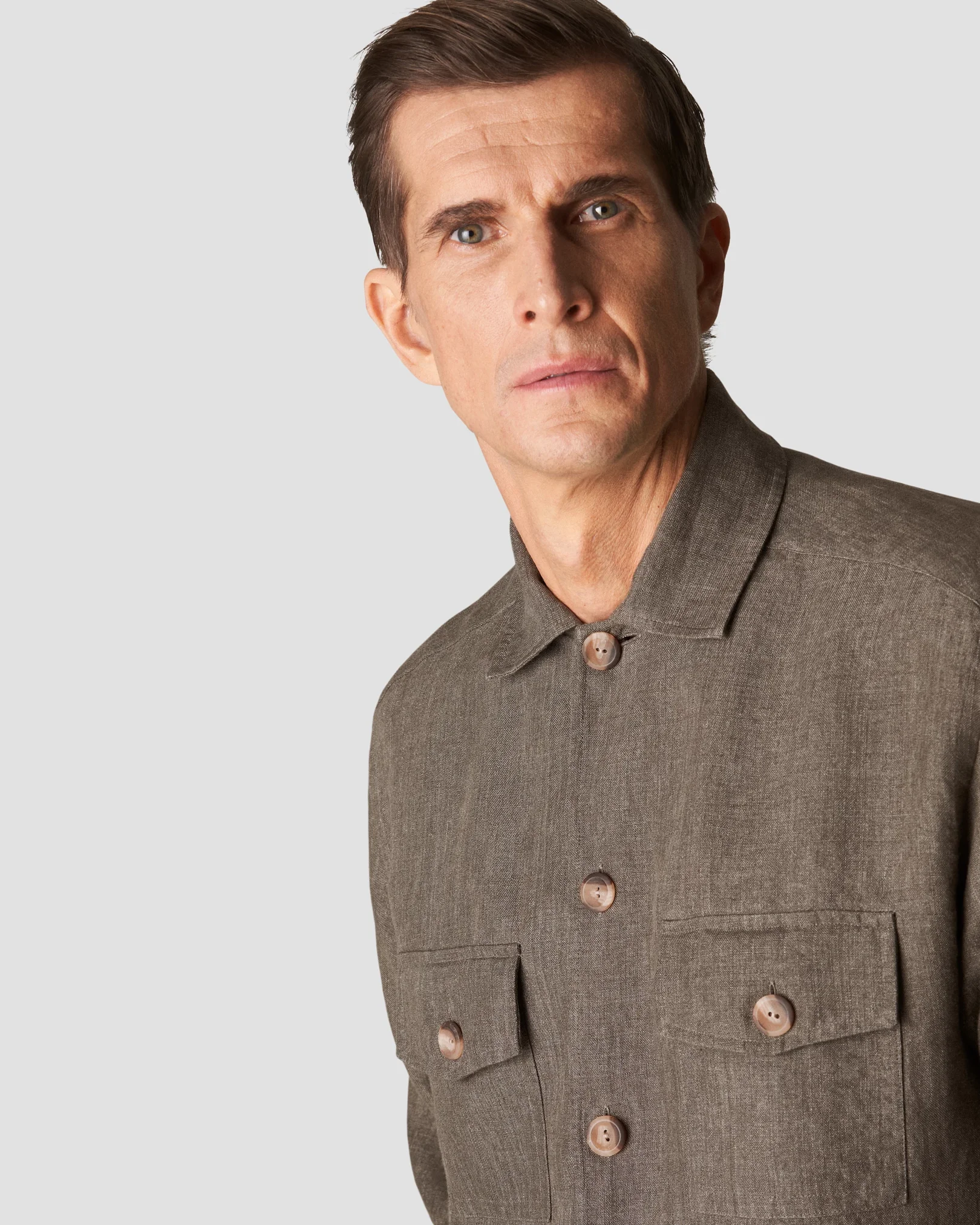 Eton - dark green linen overshirt