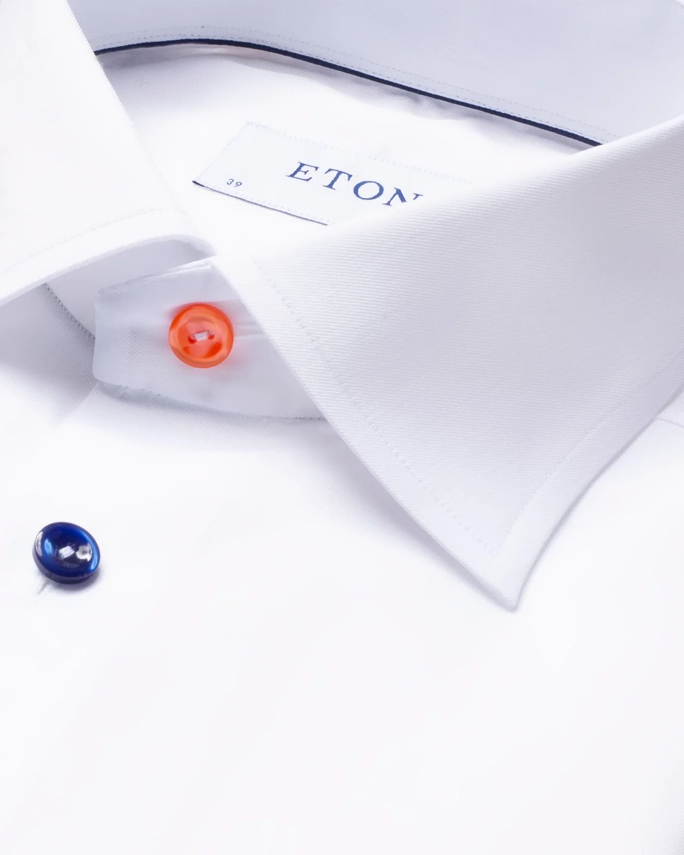 Eton - white signature twill shirt mixed buttons