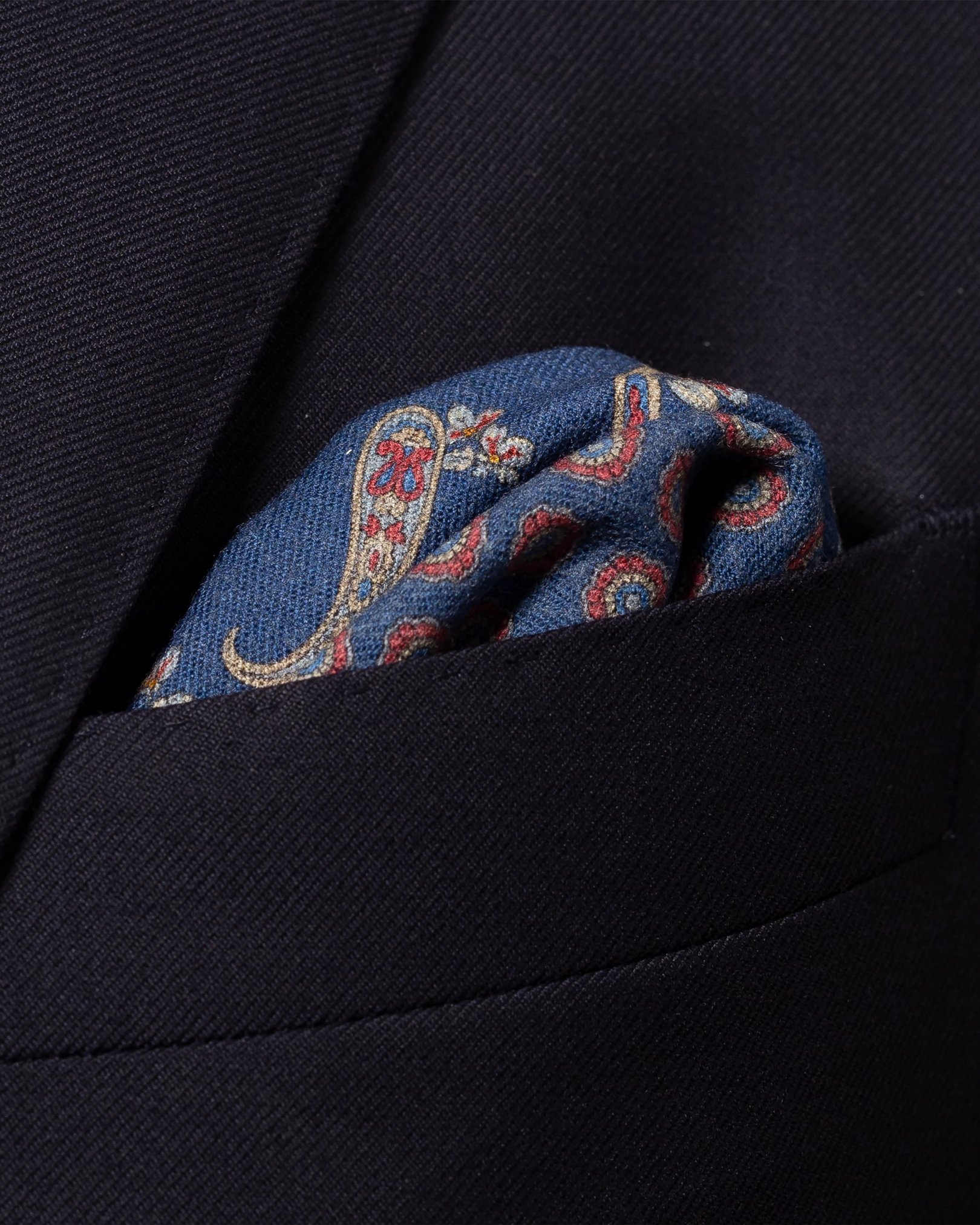 Eton - dark blue double sided wool pocket square
