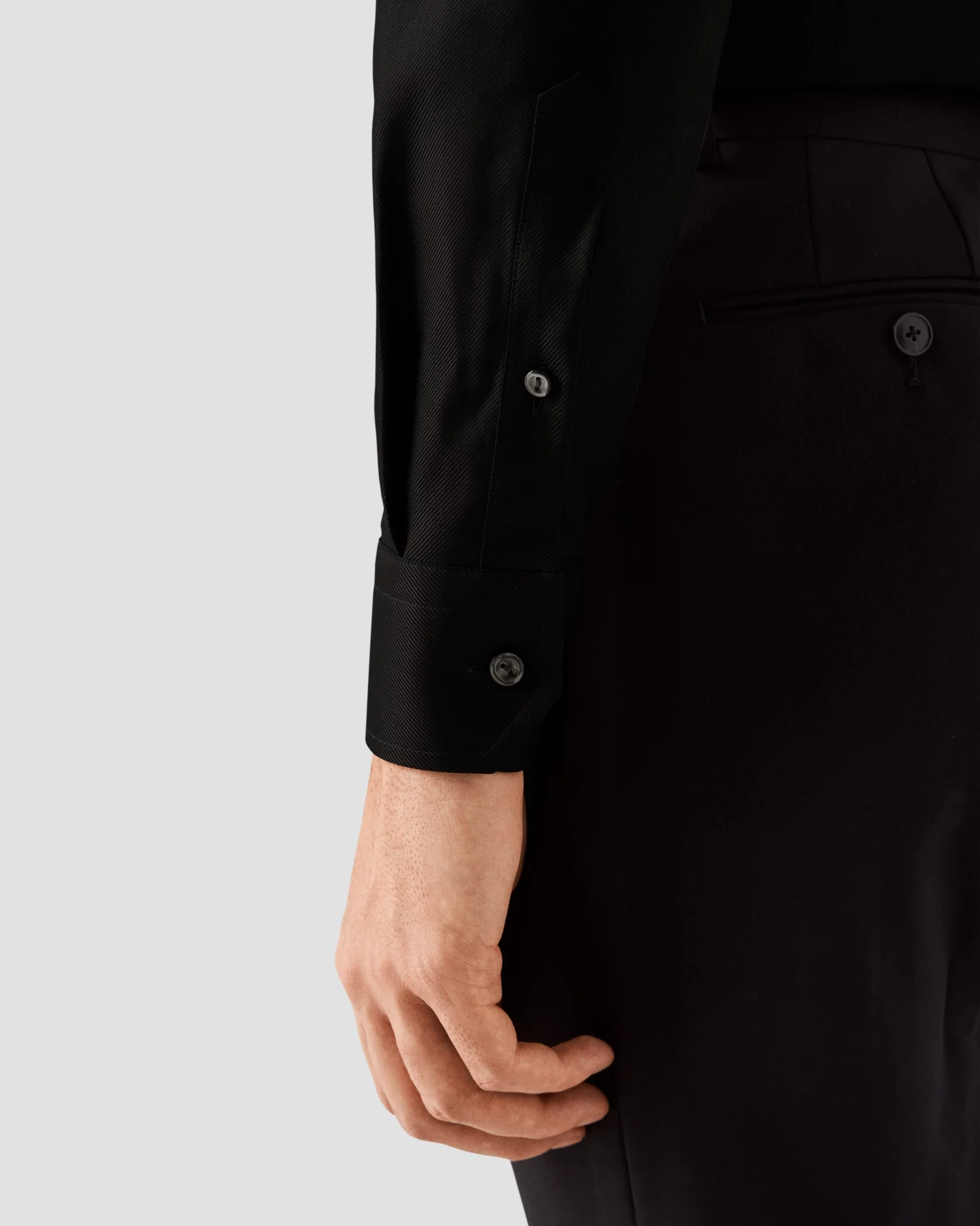 Eton - black textured twill shirt