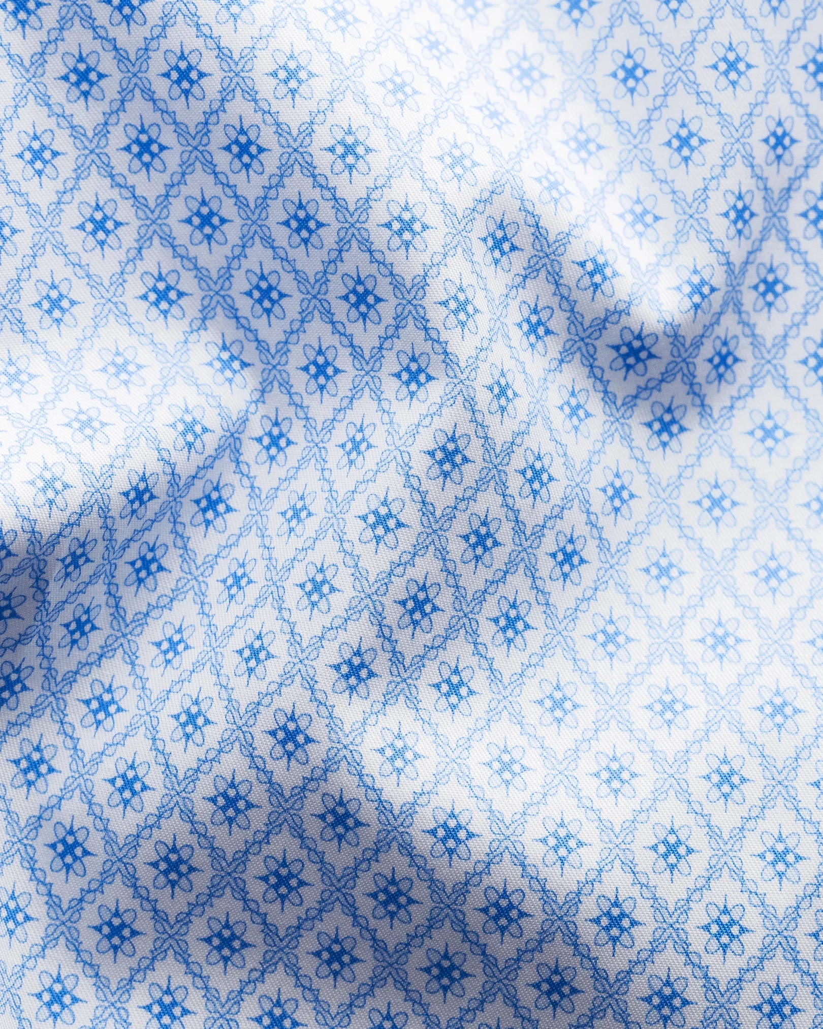 Eton - blue mosaic print fine twill shirt