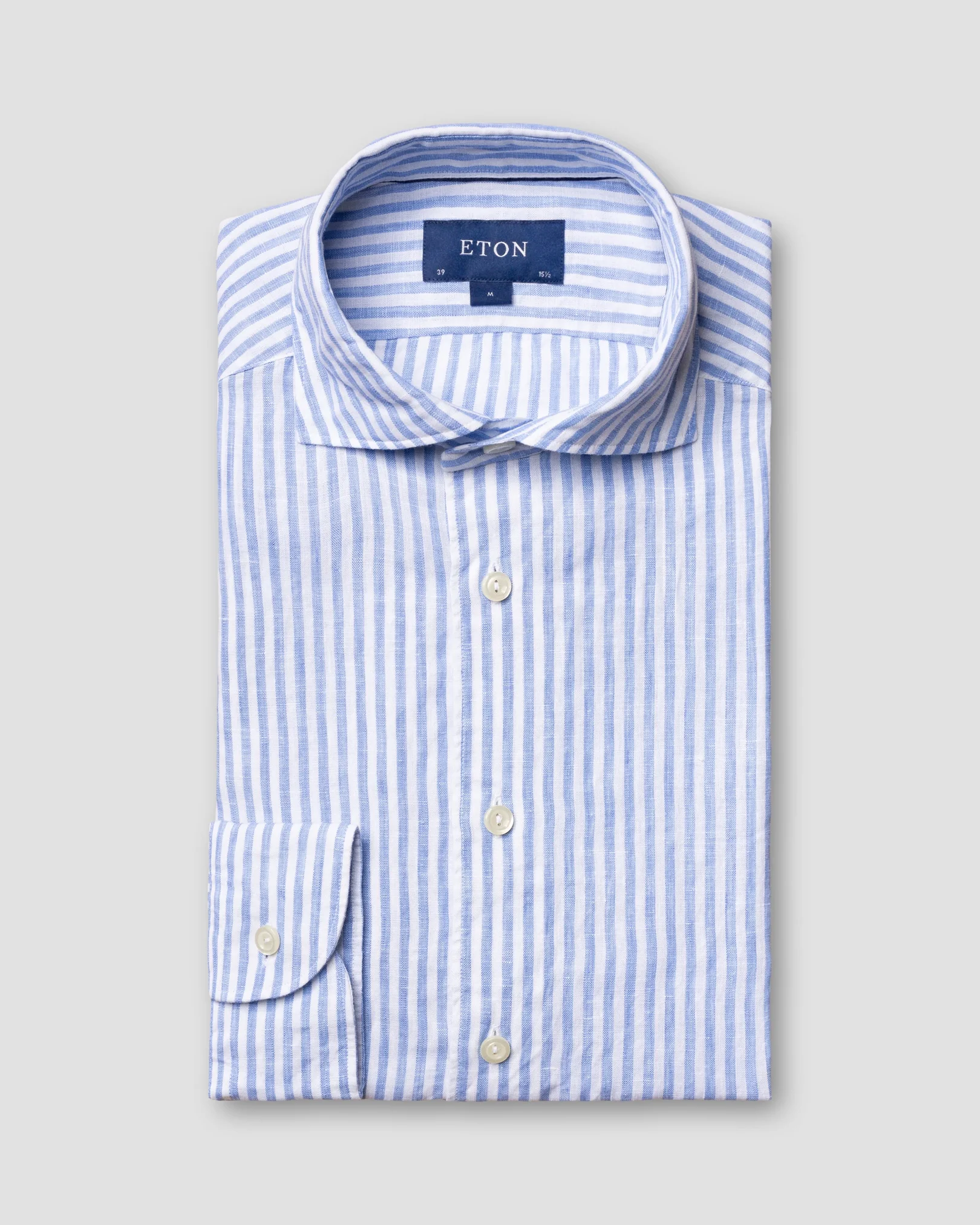 Eton - light blue striped linen shirt