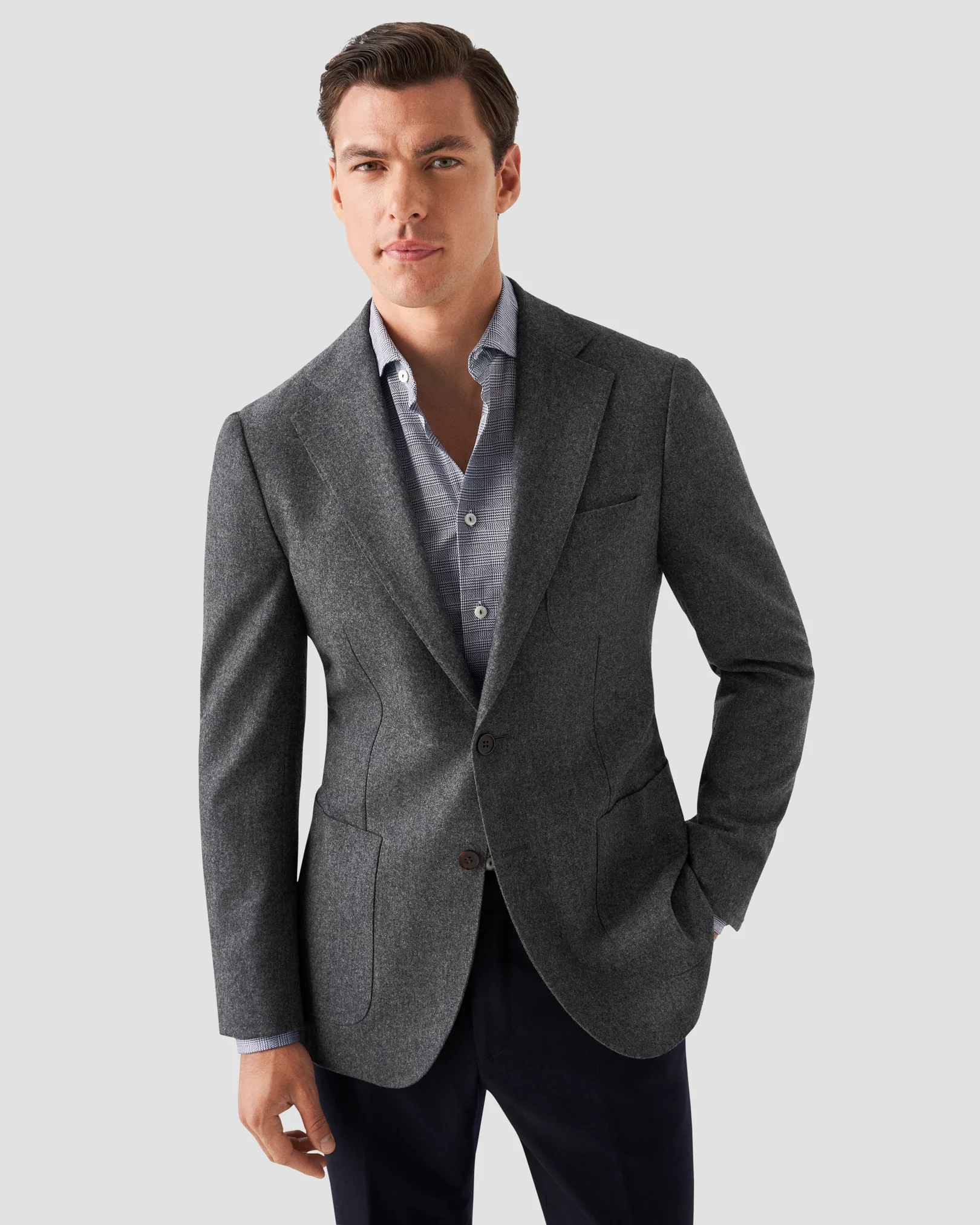 Eton - solid navy blue knit king