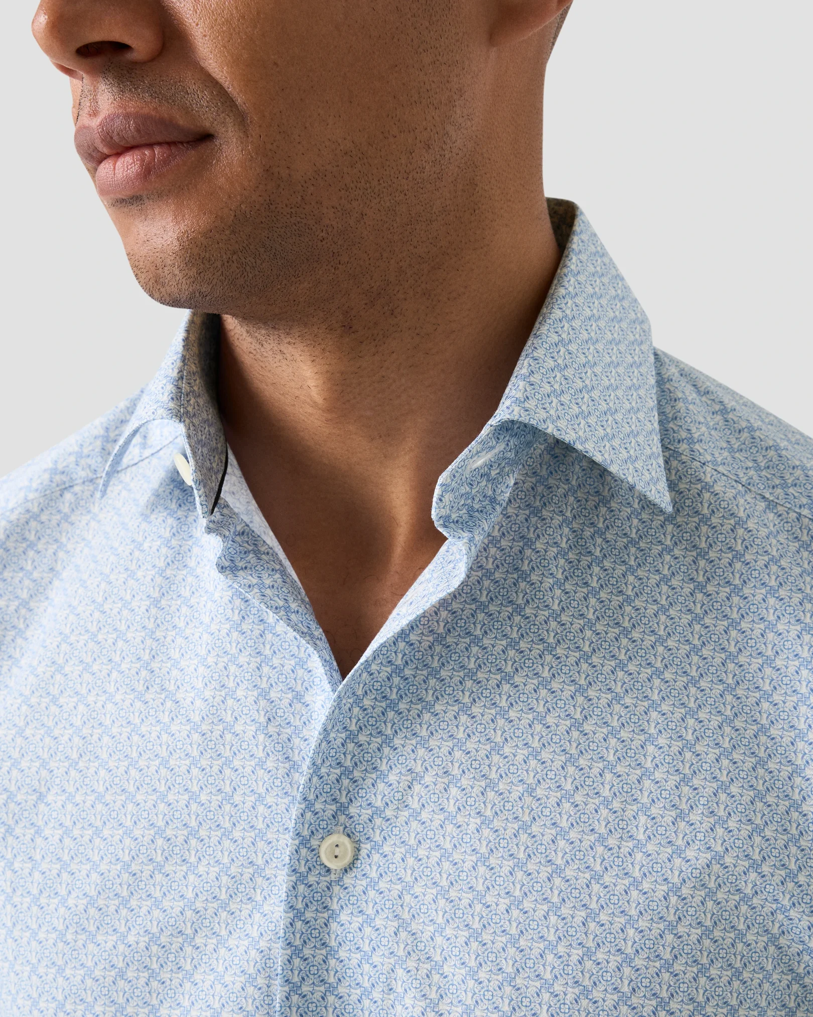 Eton - light blue geometric signature twillshirt