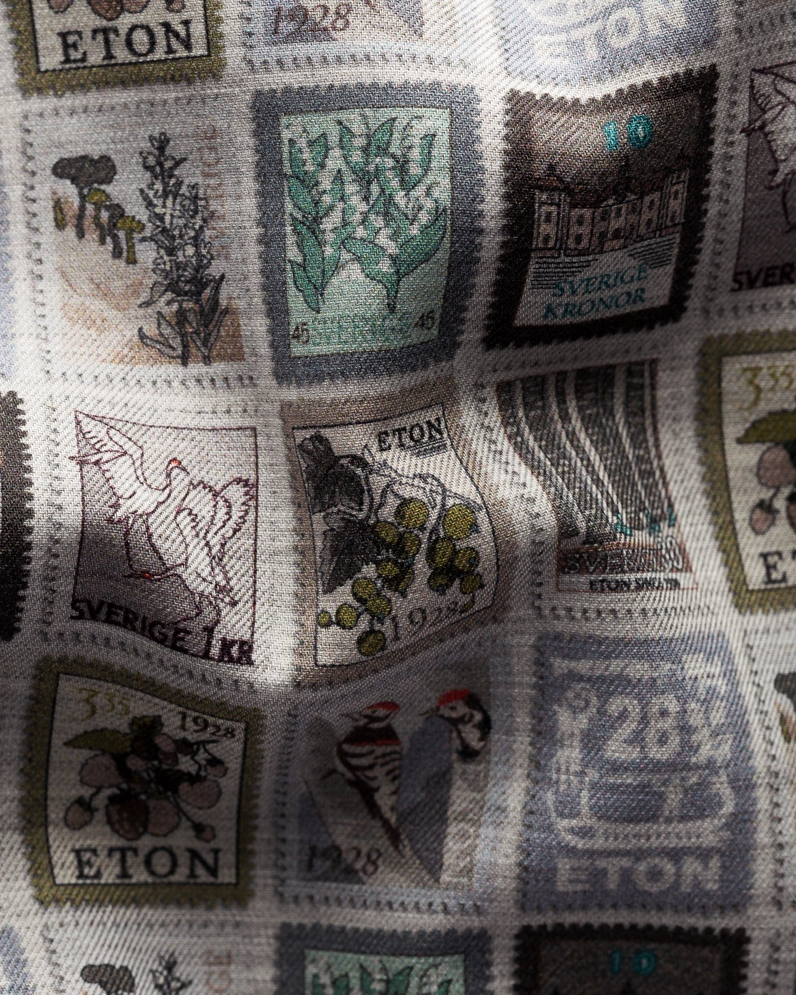 Eton - gray postage print wrinkle free flannel shirt