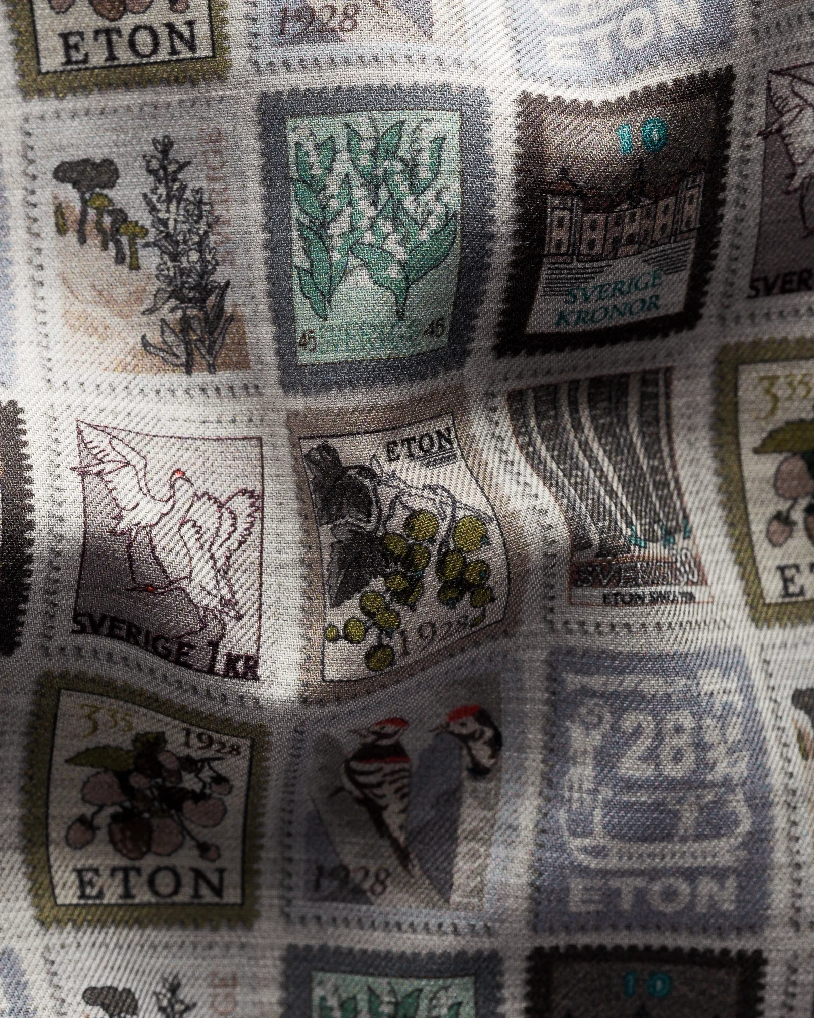 Eton - gray postage print wrinkle free flannel shirt
