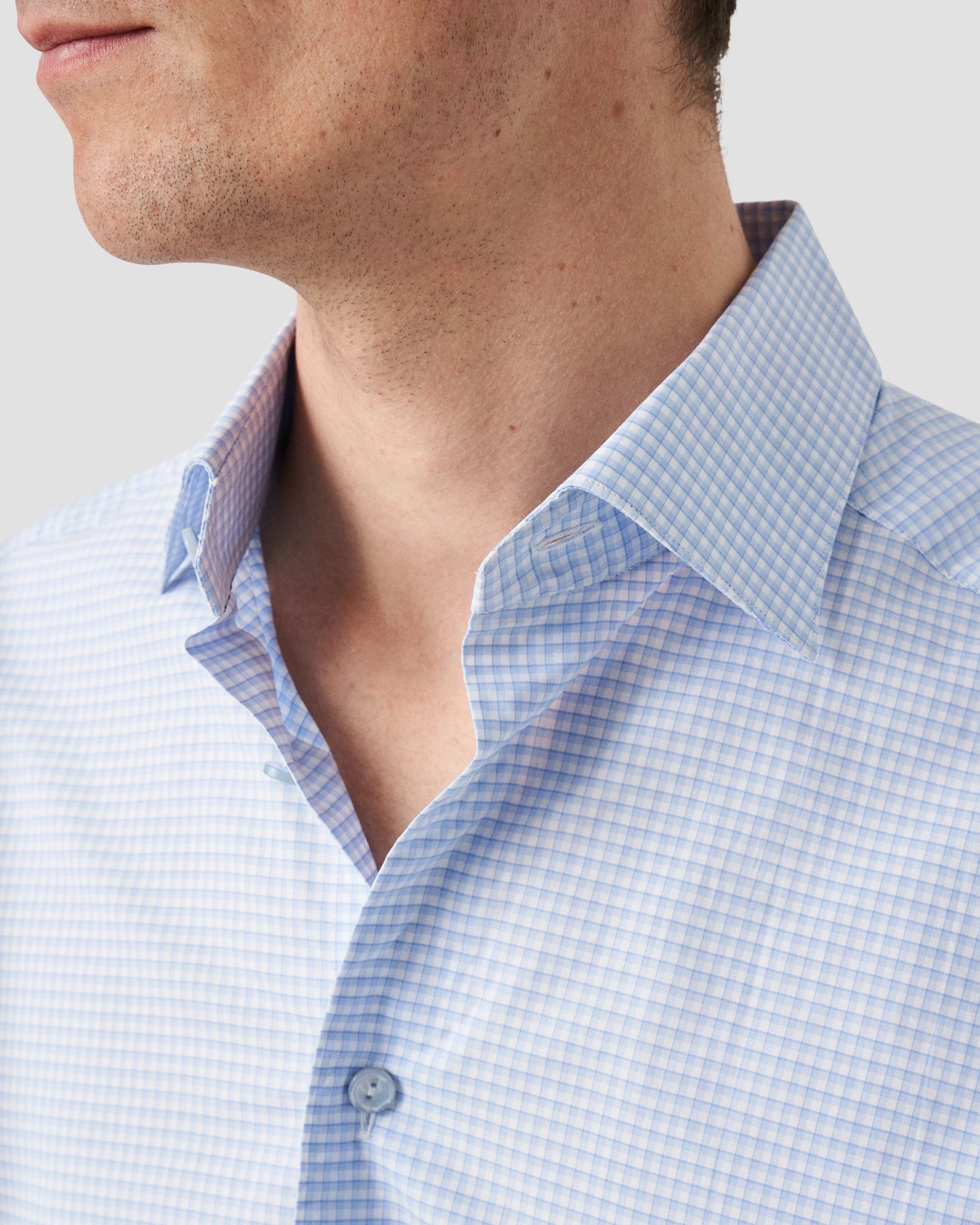 Eton - elevated checked poplin shirt
