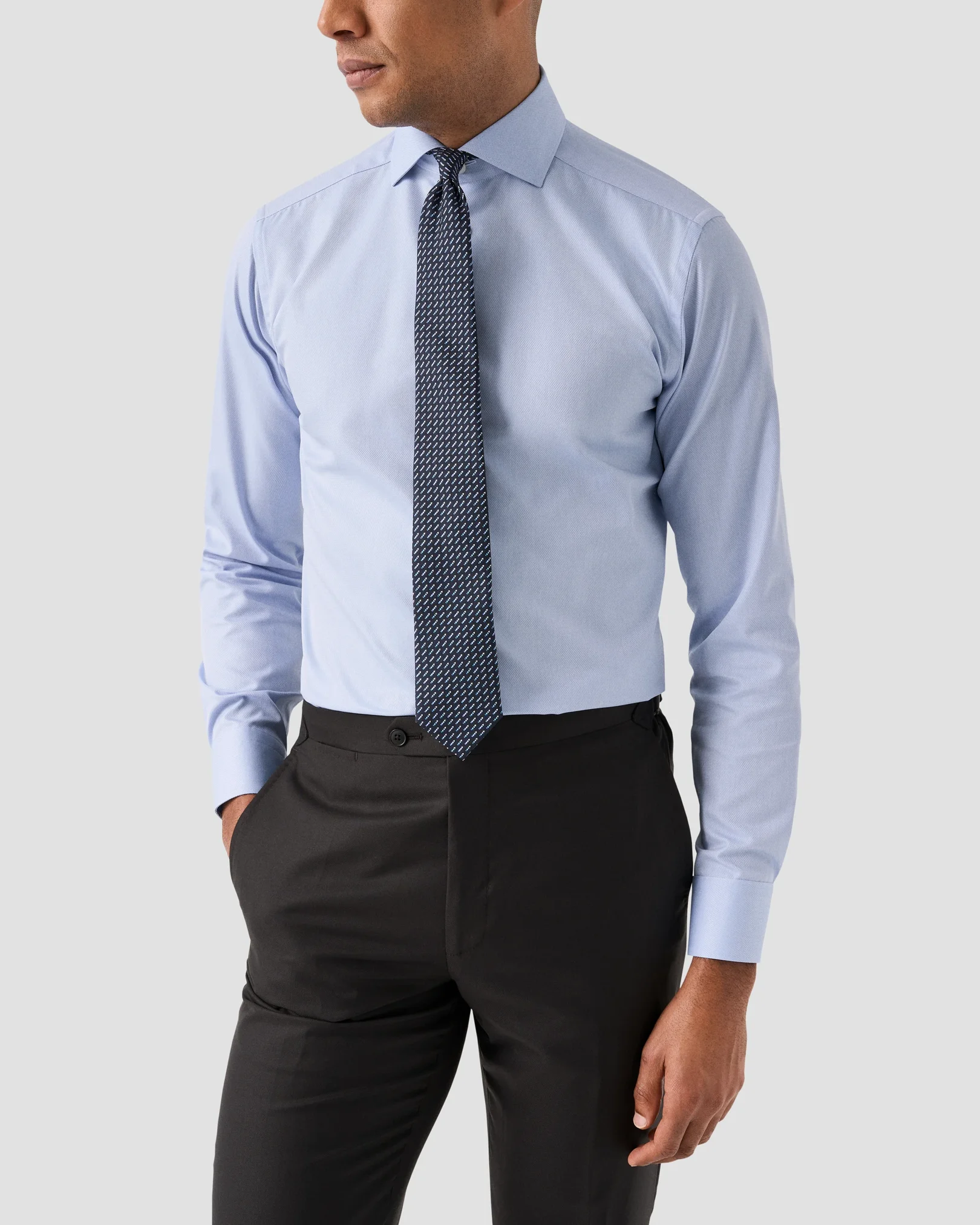 Eton - light blue semi solid signature dobby shirt