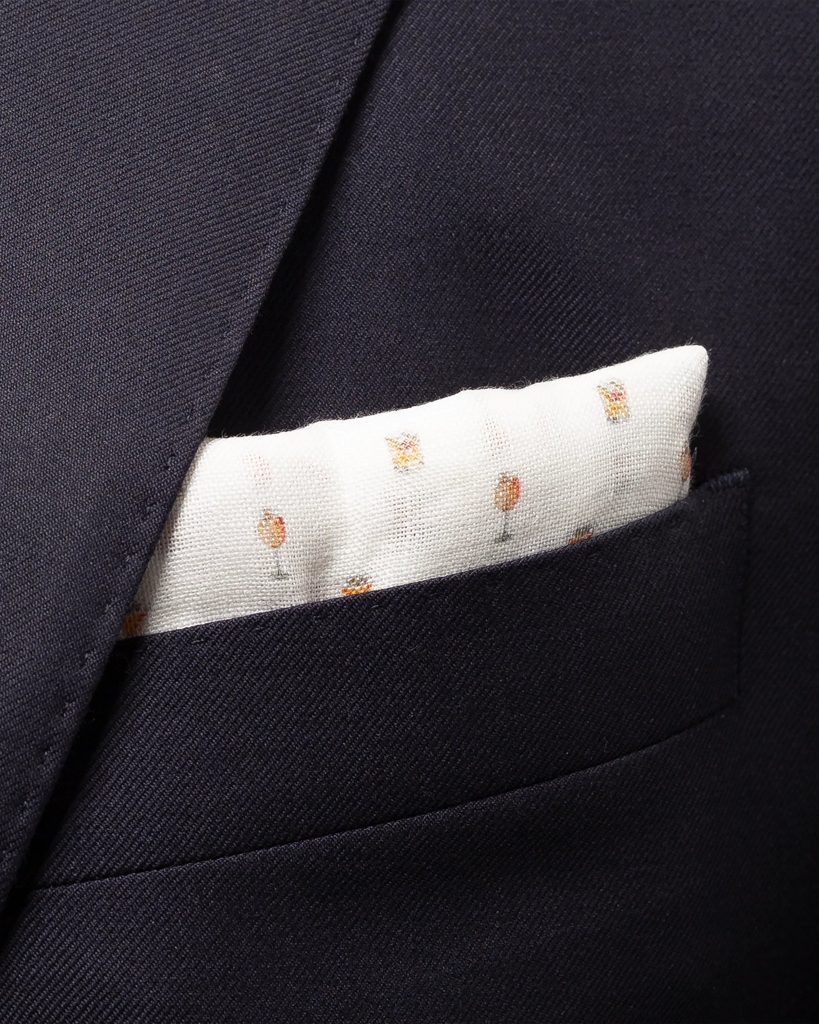 Eton - red cocktails print linen pocket square