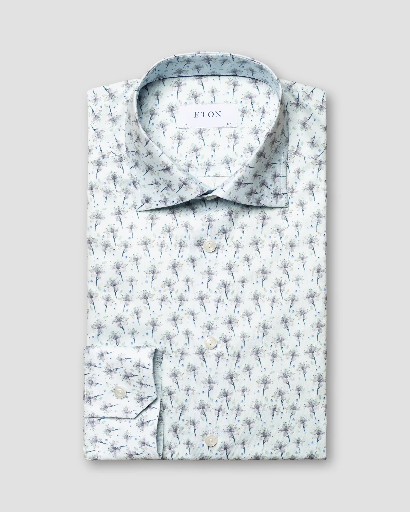 Eton - light blue signature twill floral print