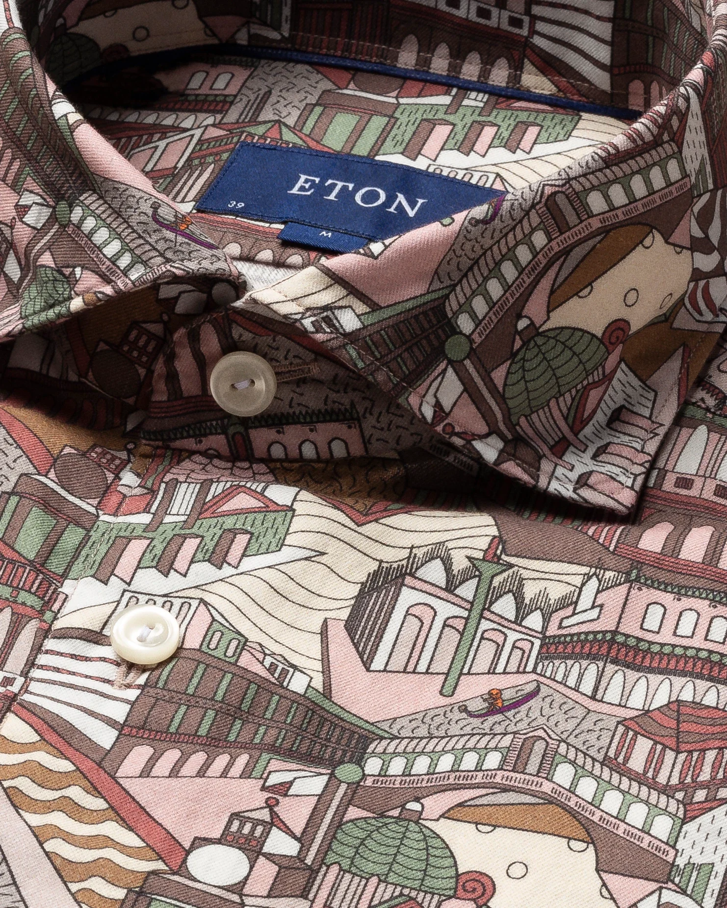 Eton - gray city print cotton silk shirt